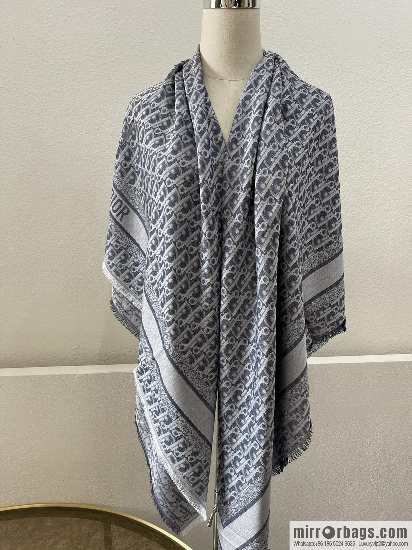 Dior Alphabet Print Denim Blue Shawl 15DOB140I162_C525