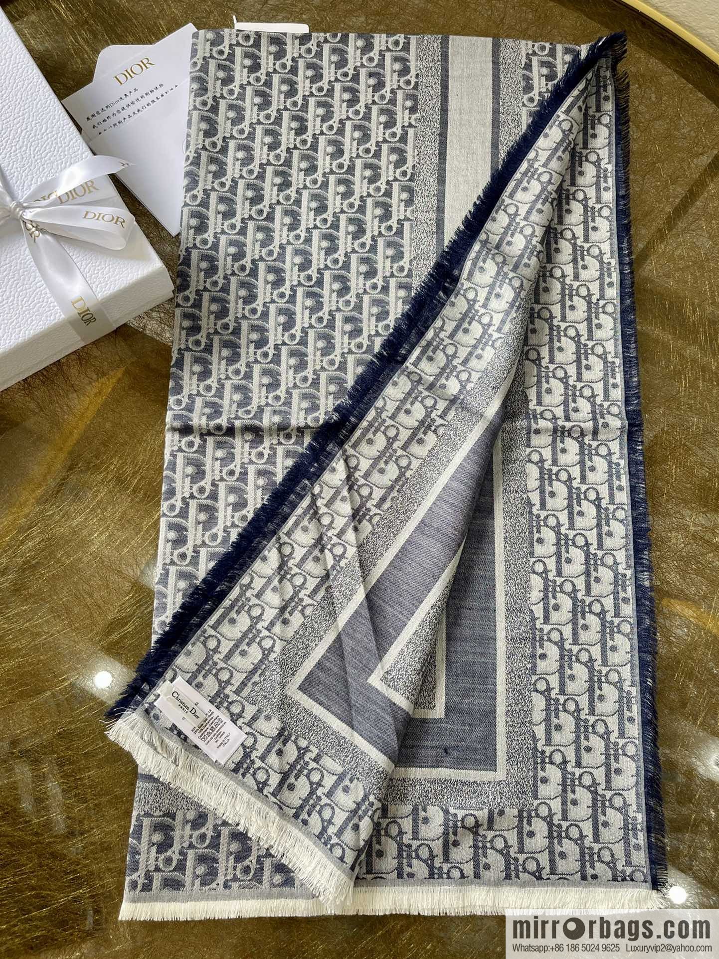 Dior Alphabet Print Denim Blue Shawl 15DOB140I162_C525