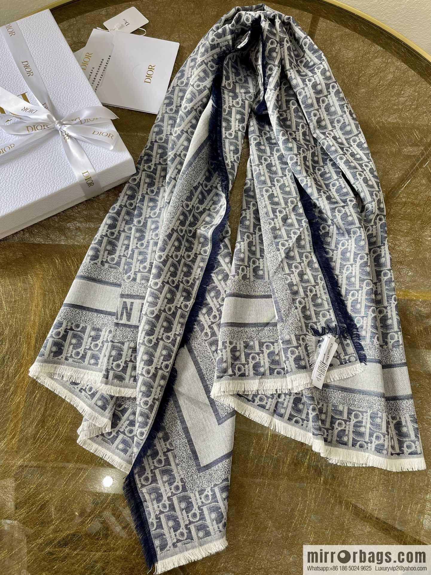 Dior Alphabet Print Denim Blue Shawl 15DOB140I162_C525