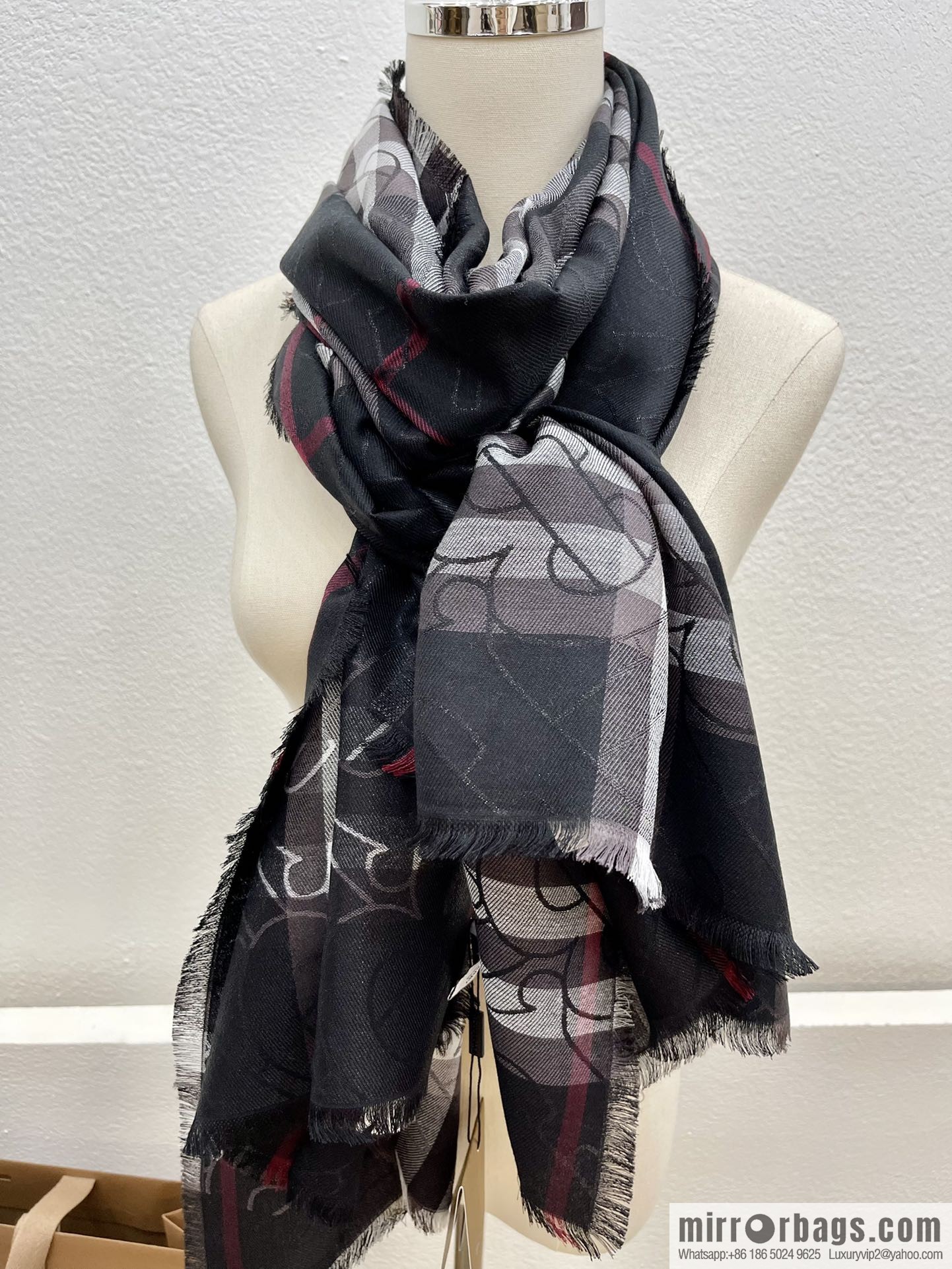 Burberry Burberry Metallic Logo Plaid Scarf