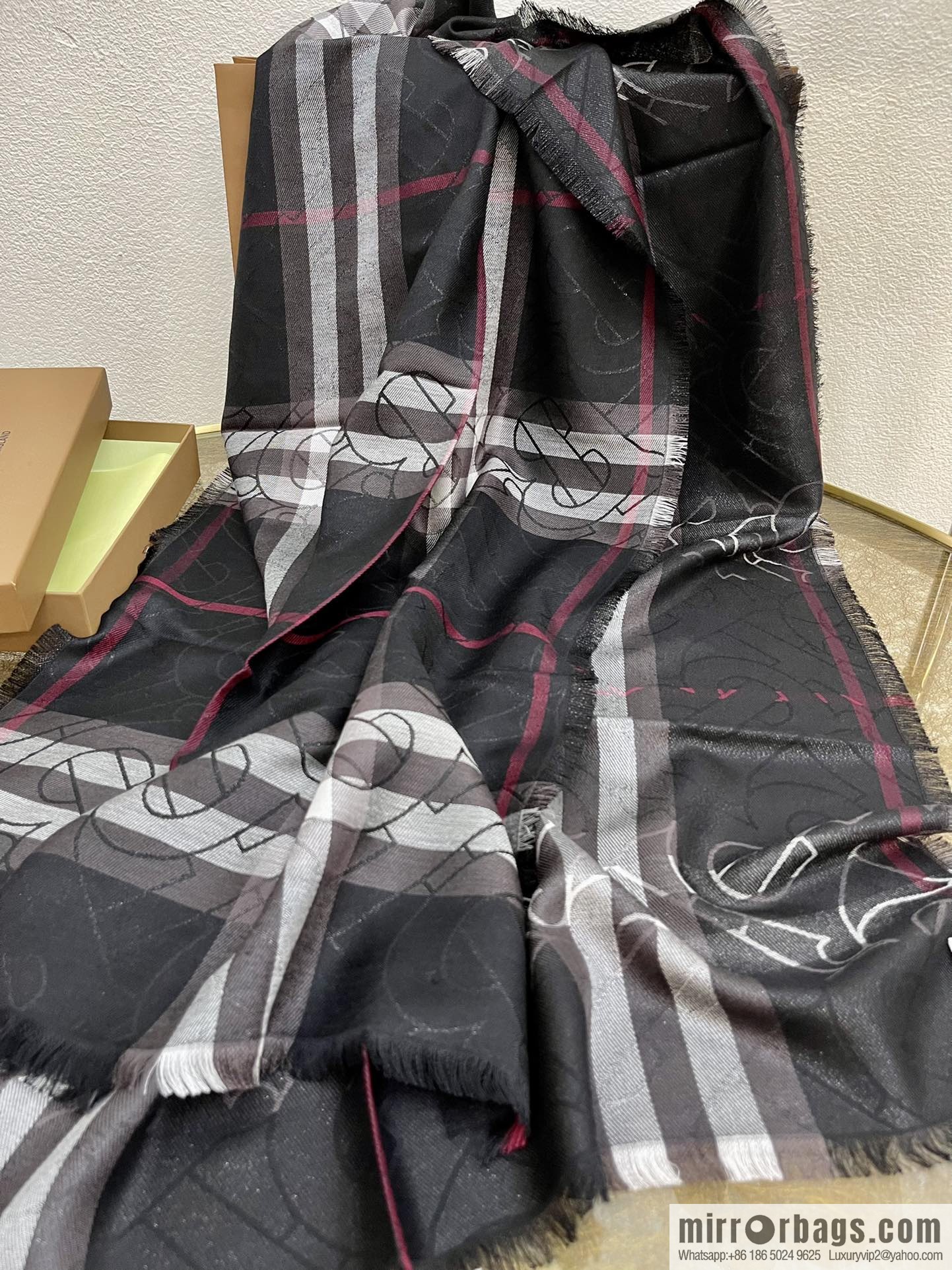 Burberry Burberry Metallic Logo Plaid Scarf