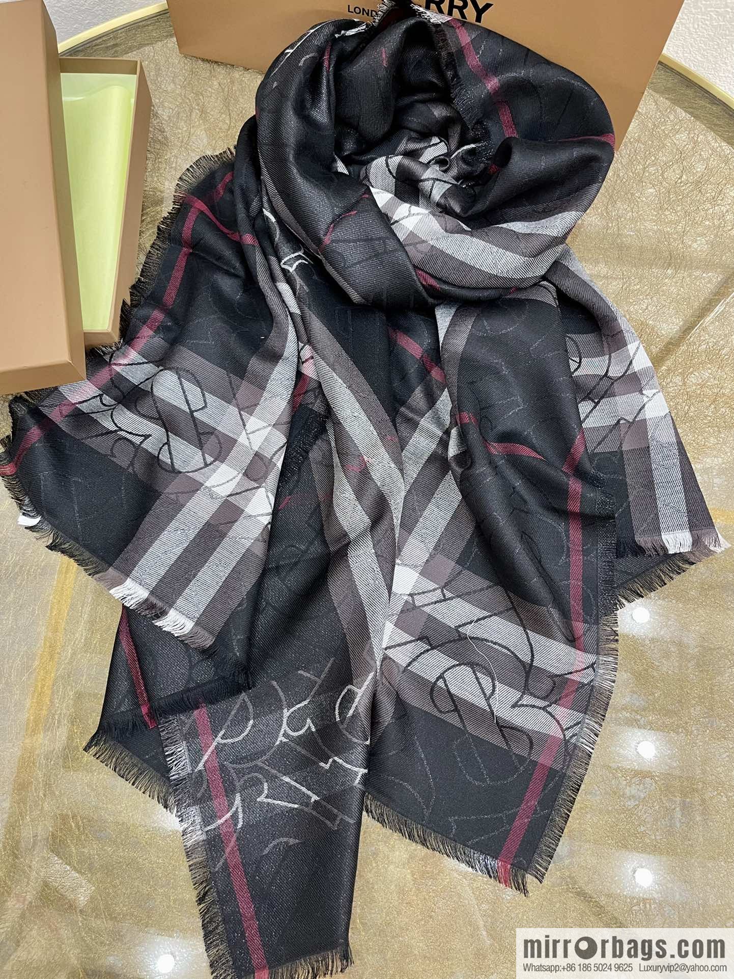 Burberry Burberry Metallic Logo Plaid Scarf
