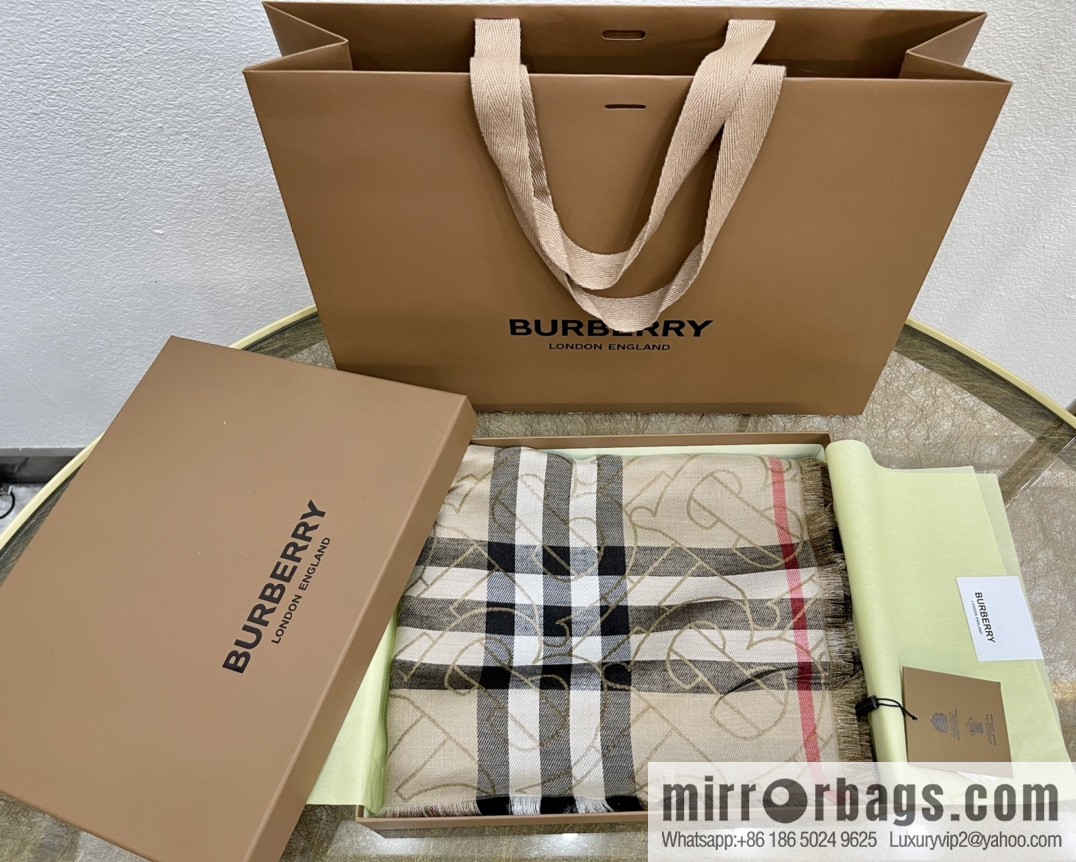 Burberry Burberry Metallic Logo Plaid Scarf