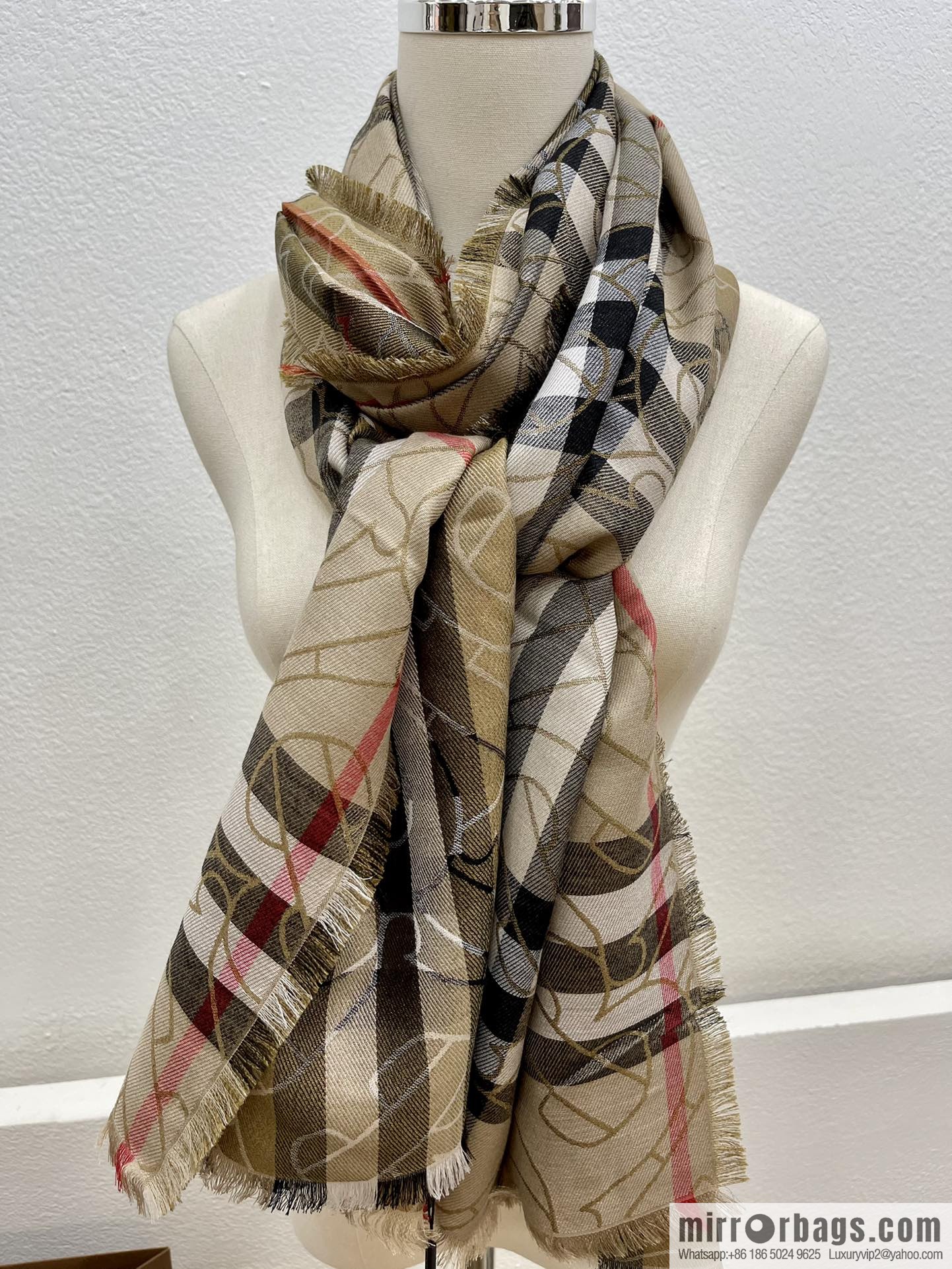 Burberry Burberry Metallic Logo Plaid Scarf