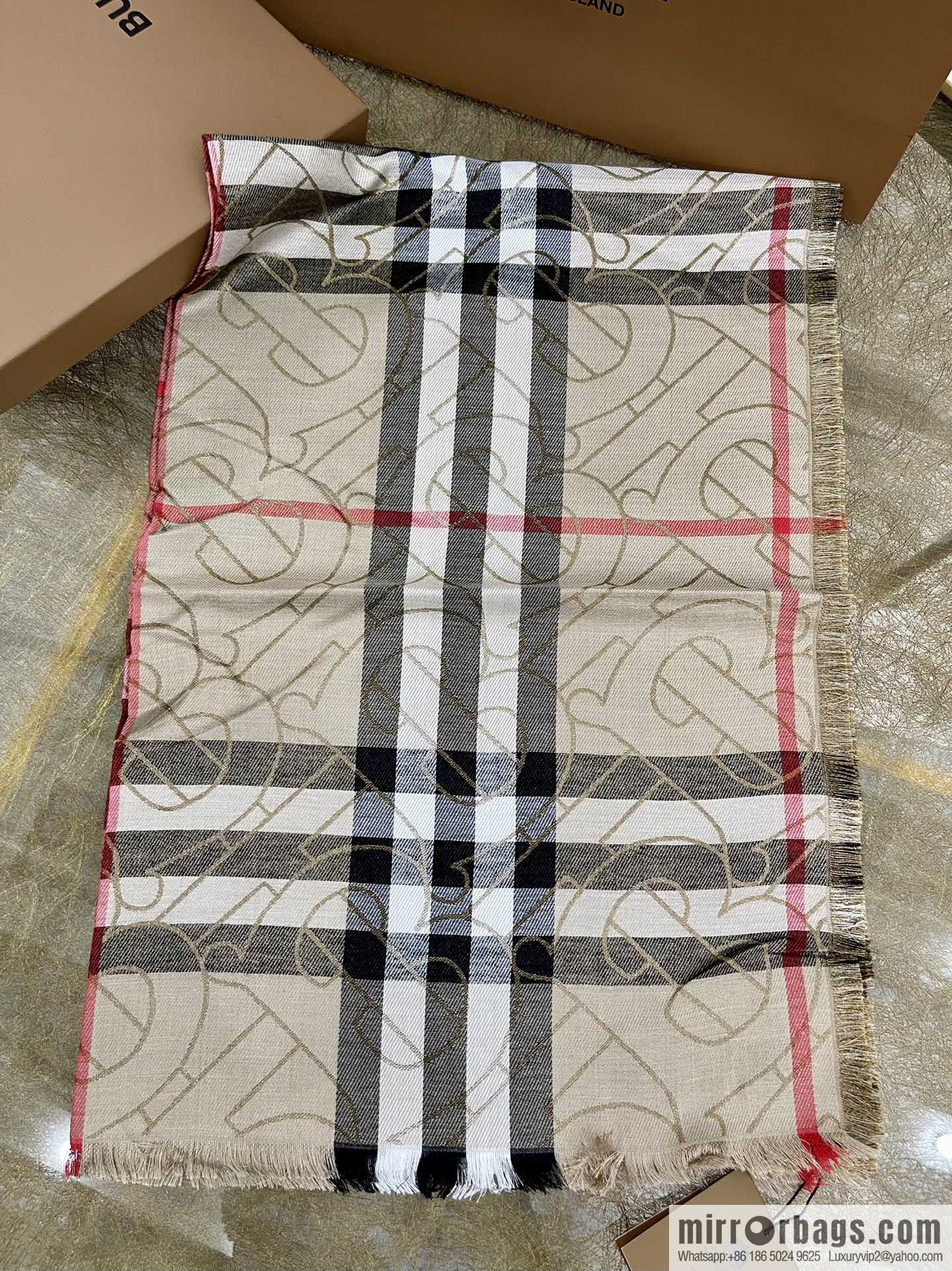 Burberry Burberry Metallic Logo Plaid Scarf