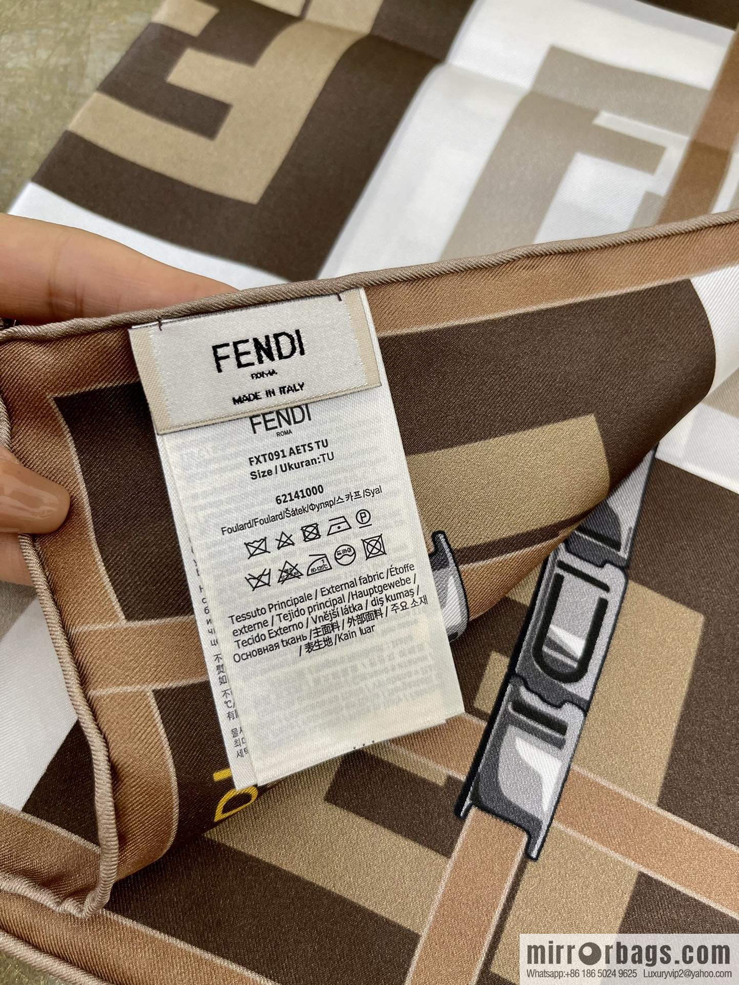 FENDI 100% silk double-sided printing and dyeing silk scarf FXT091