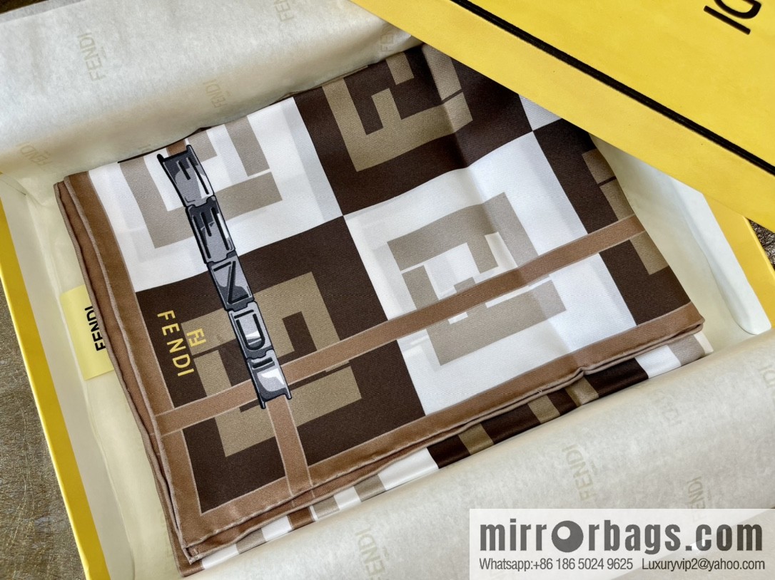 FENDI 100% silk double-sided printing and dyeing silk scarf FXT091