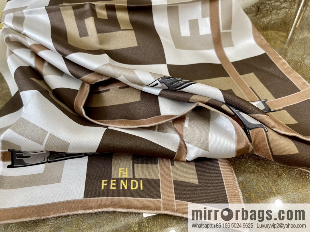 FENDI 100% silk double-sided printing and dyeing silk scarf FXT091