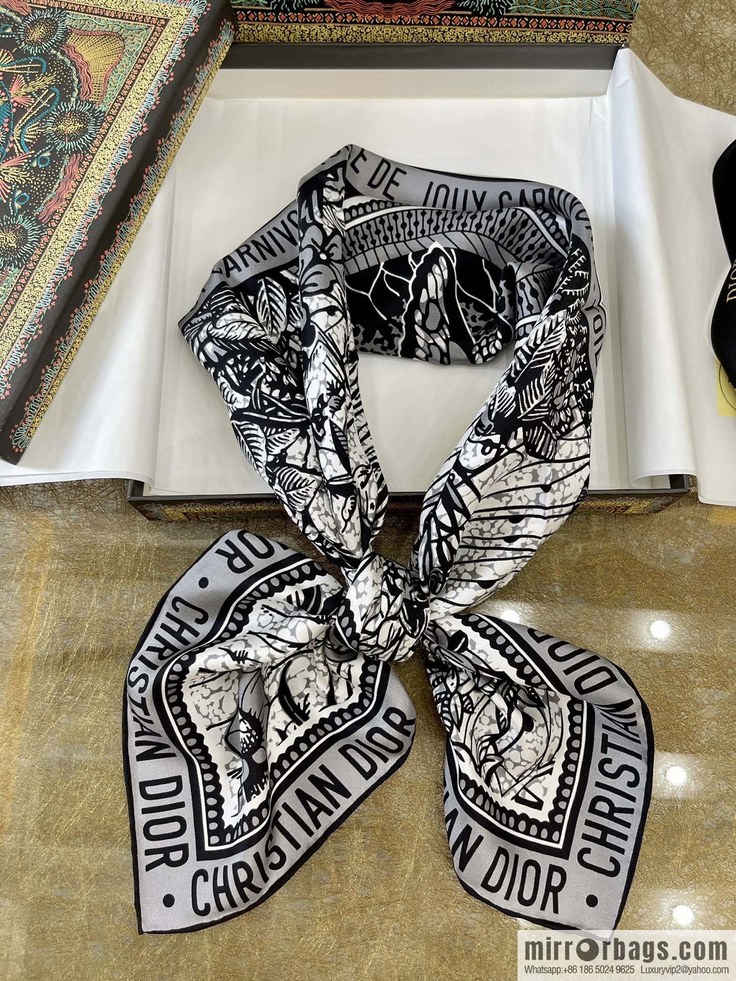 Dior 100% silk scarf with pattern from the Dior Jungle Collection