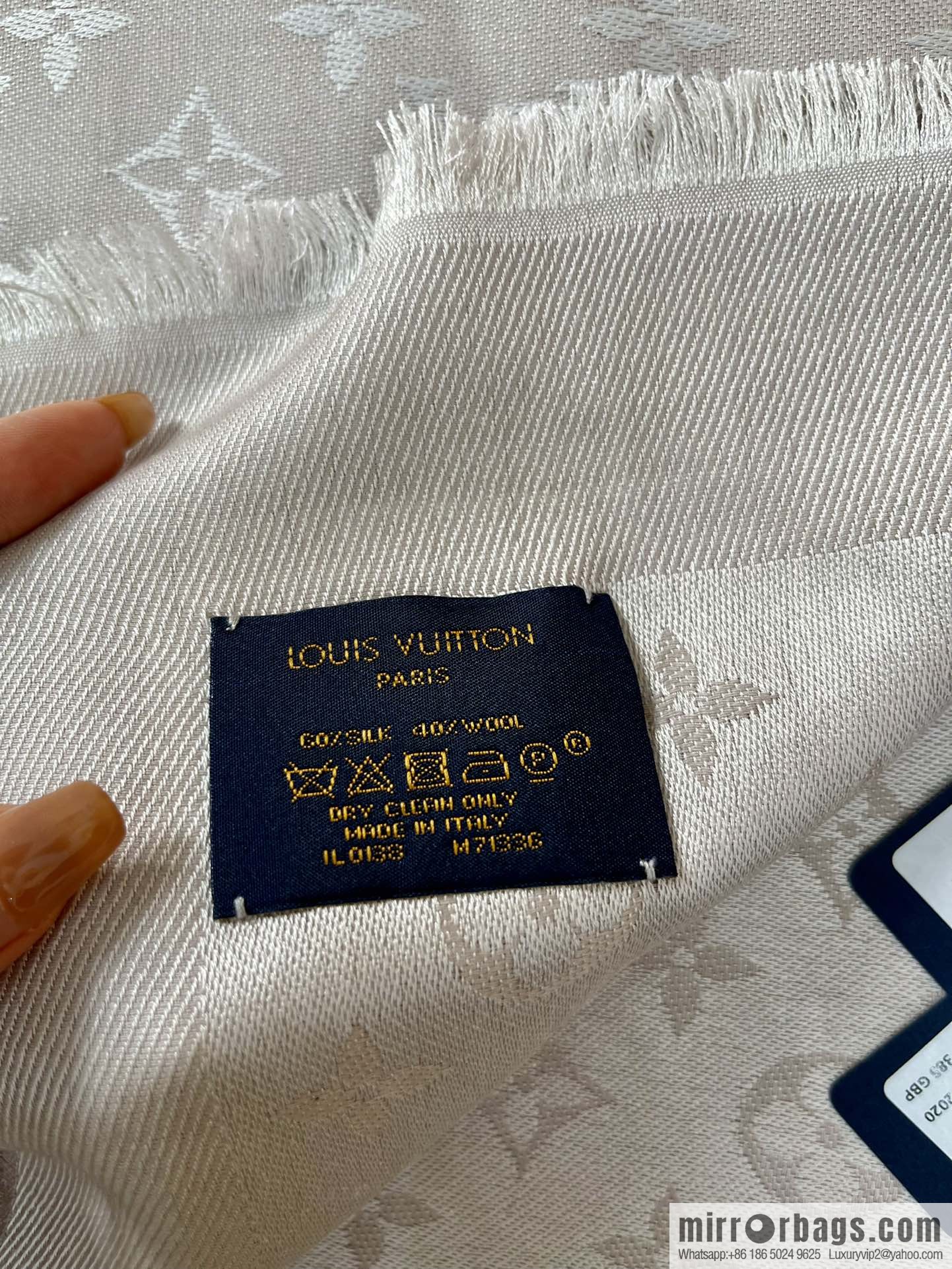 LV Louis Vuitton Monogram pattern silk wool blend scarf M71336