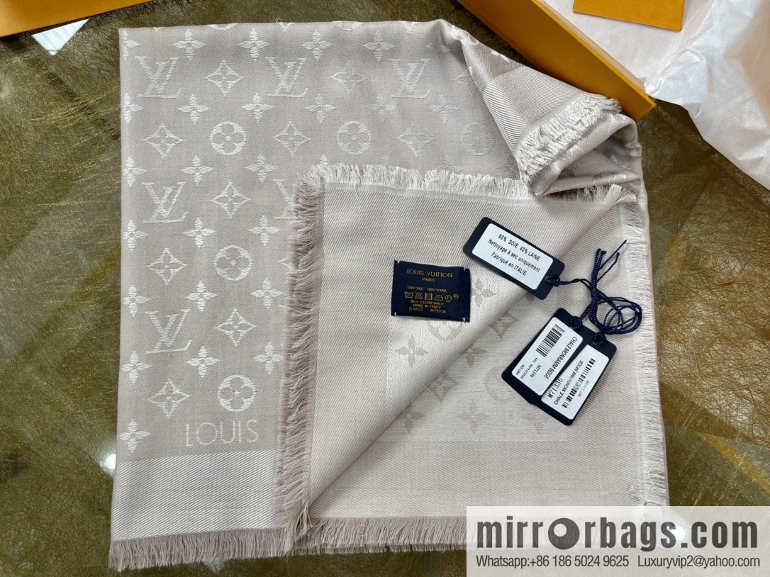 LV Louis Vuitton Monogram pattern silk wool blend scarf M71336