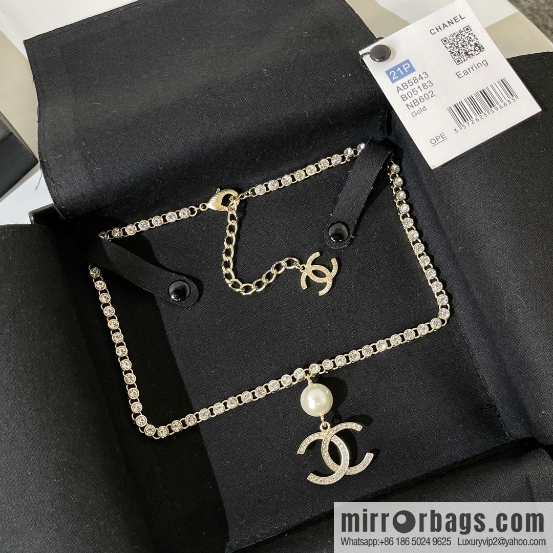 2021 new CHANEL Chanel double c pearl full diamond necklace