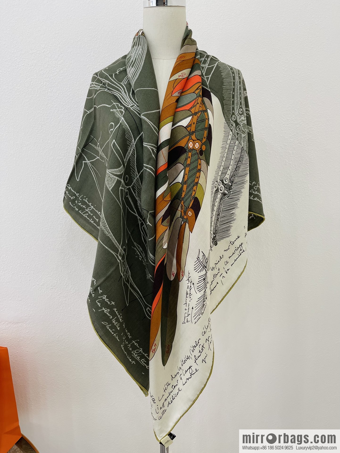 Hermes Handmade curled cashmere and silk blend shawl