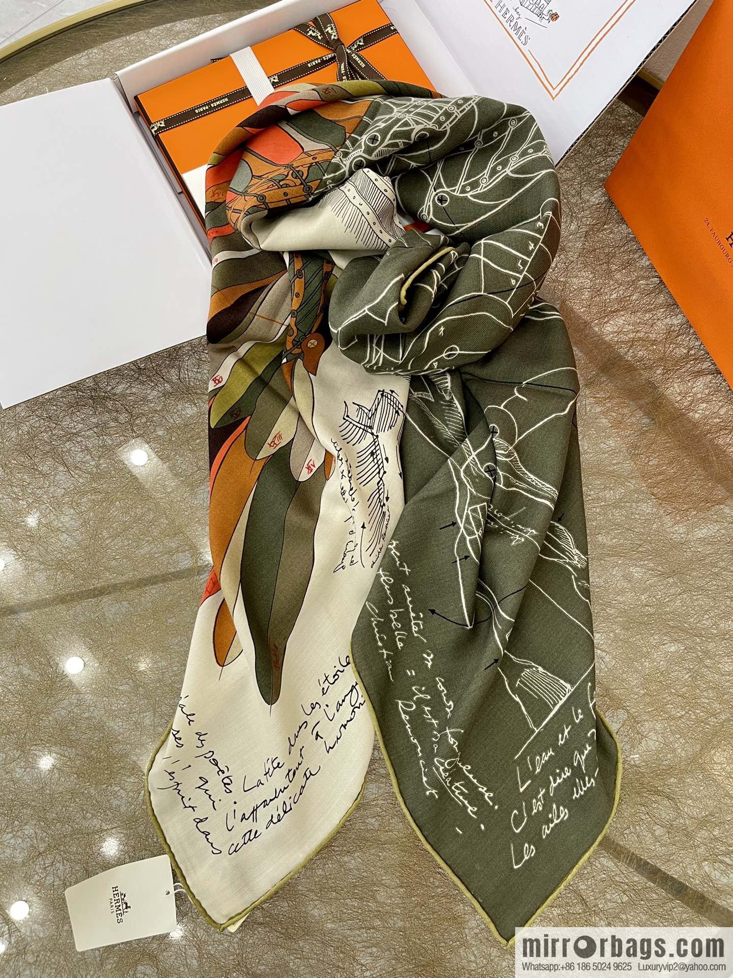 Hermes Handmade curled cashmere and silk blend shawl
