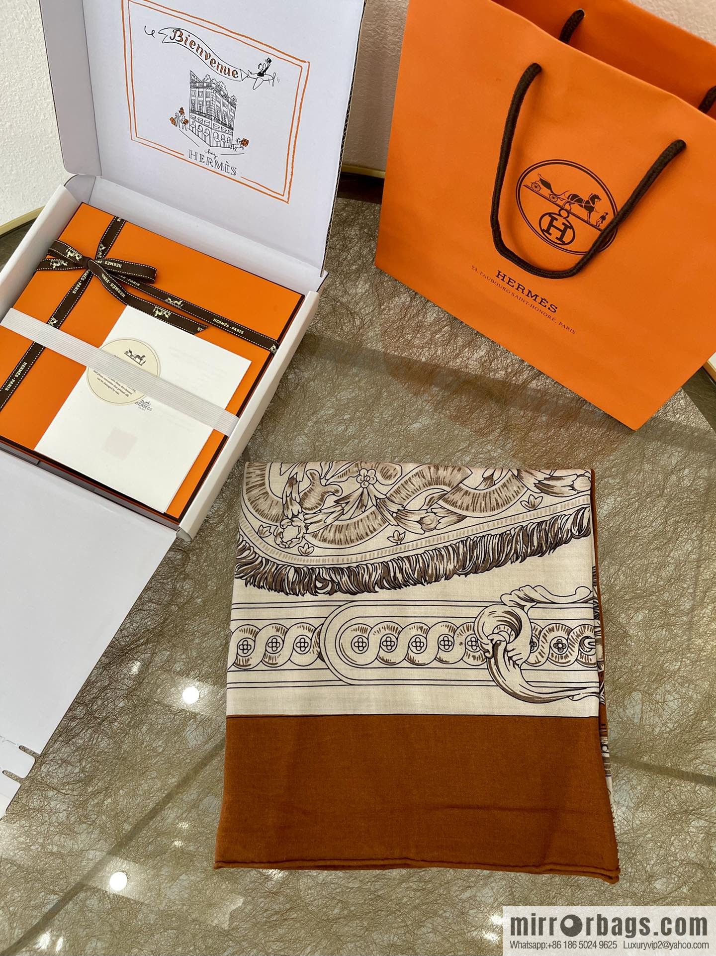 Hermes Handmade curled cashmere and silk blend shawl