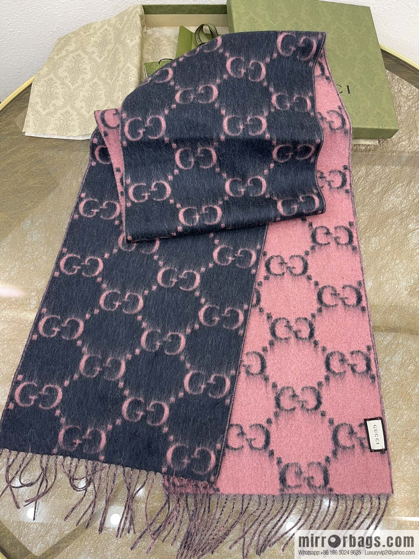 GUCCI Gucci GG diamond rhombus alpaca wool-blend scarf