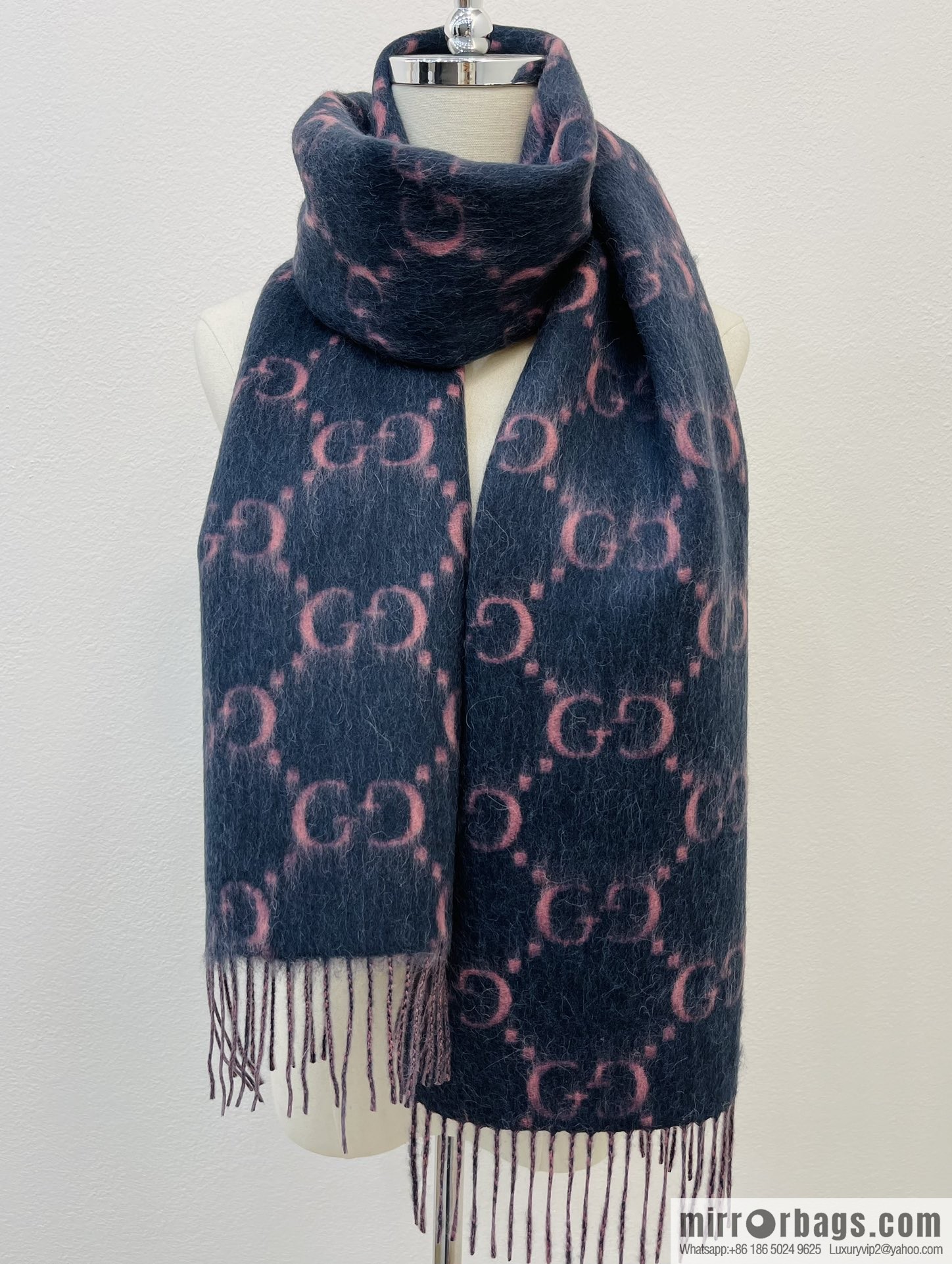 GUCCI Gucci GG diamond rhombus alpaca wool-blend scarf