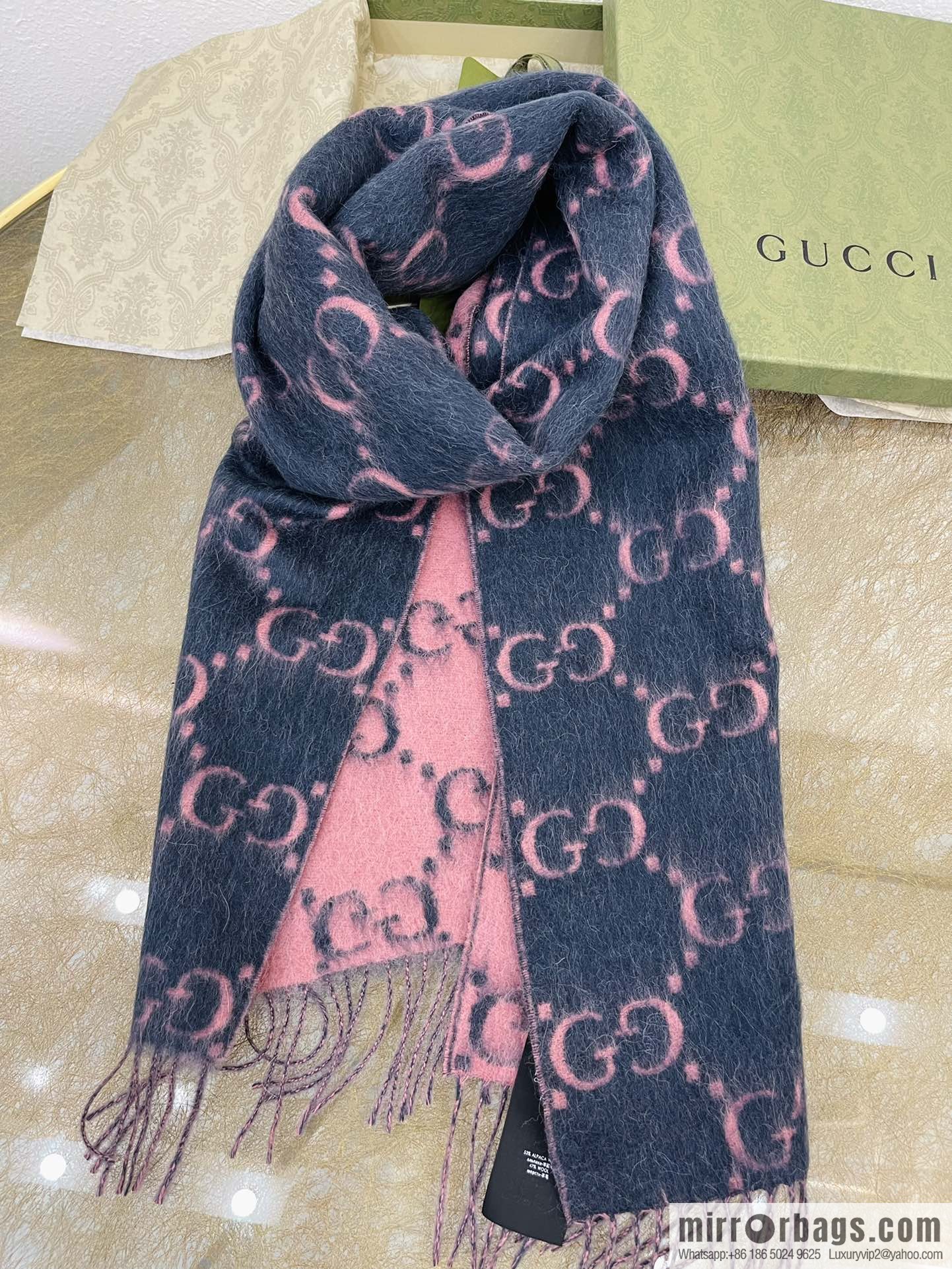 GUCCI Gucci GG diamond rhombus alpaca wool-blend scarf