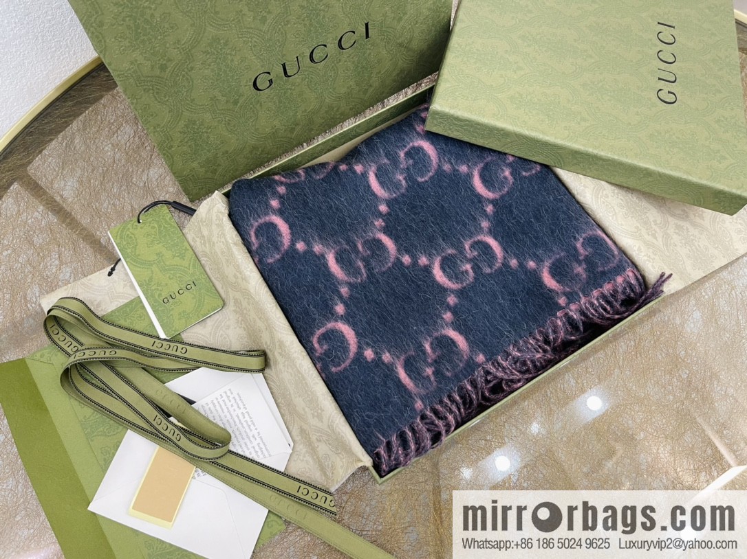 GUCCI Gucci GG diamond rhombus alpaca wool-blend scarf