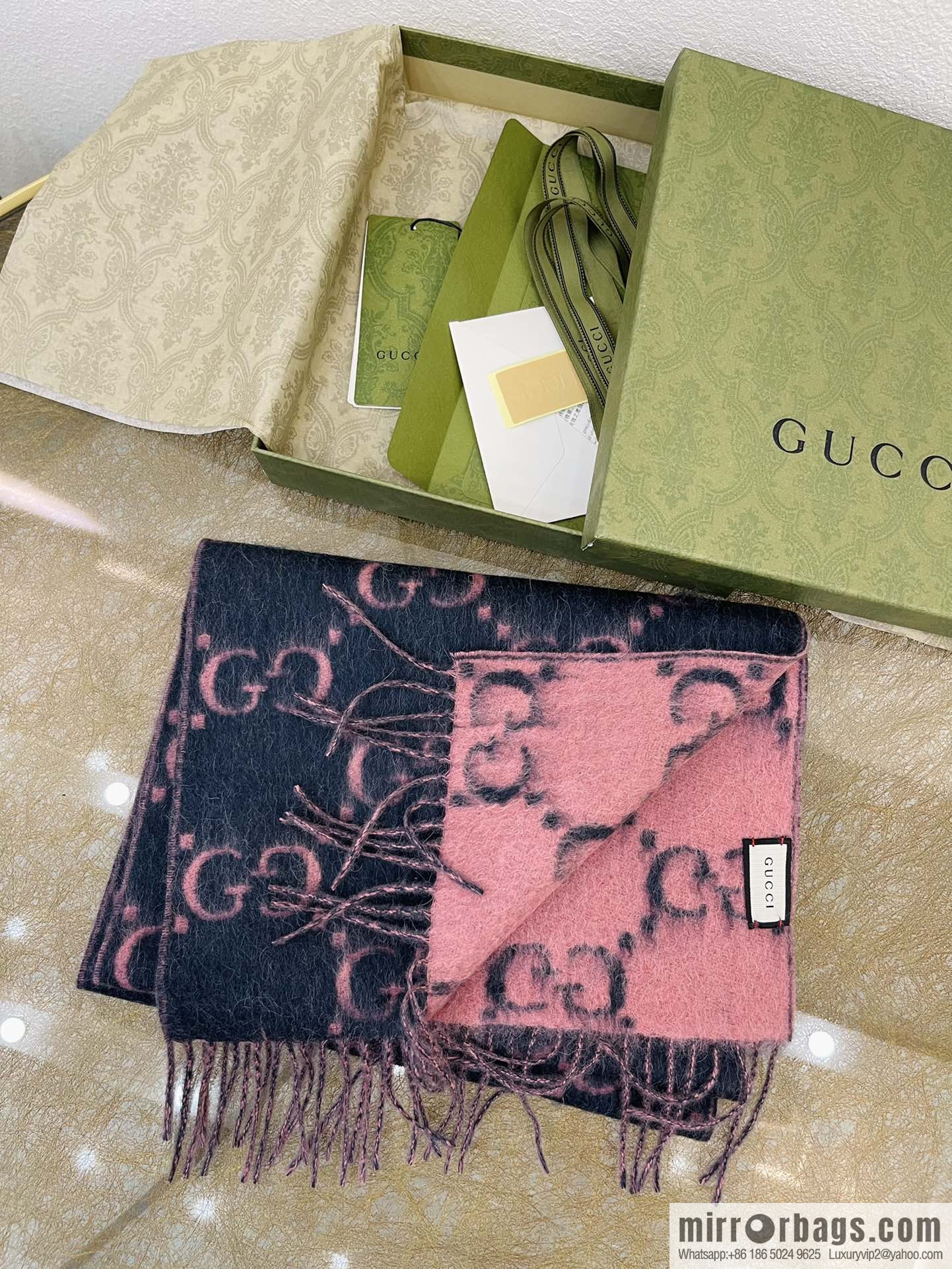 GUCCI Gucci GG diamond rhombus alpaca wool-blend scarf