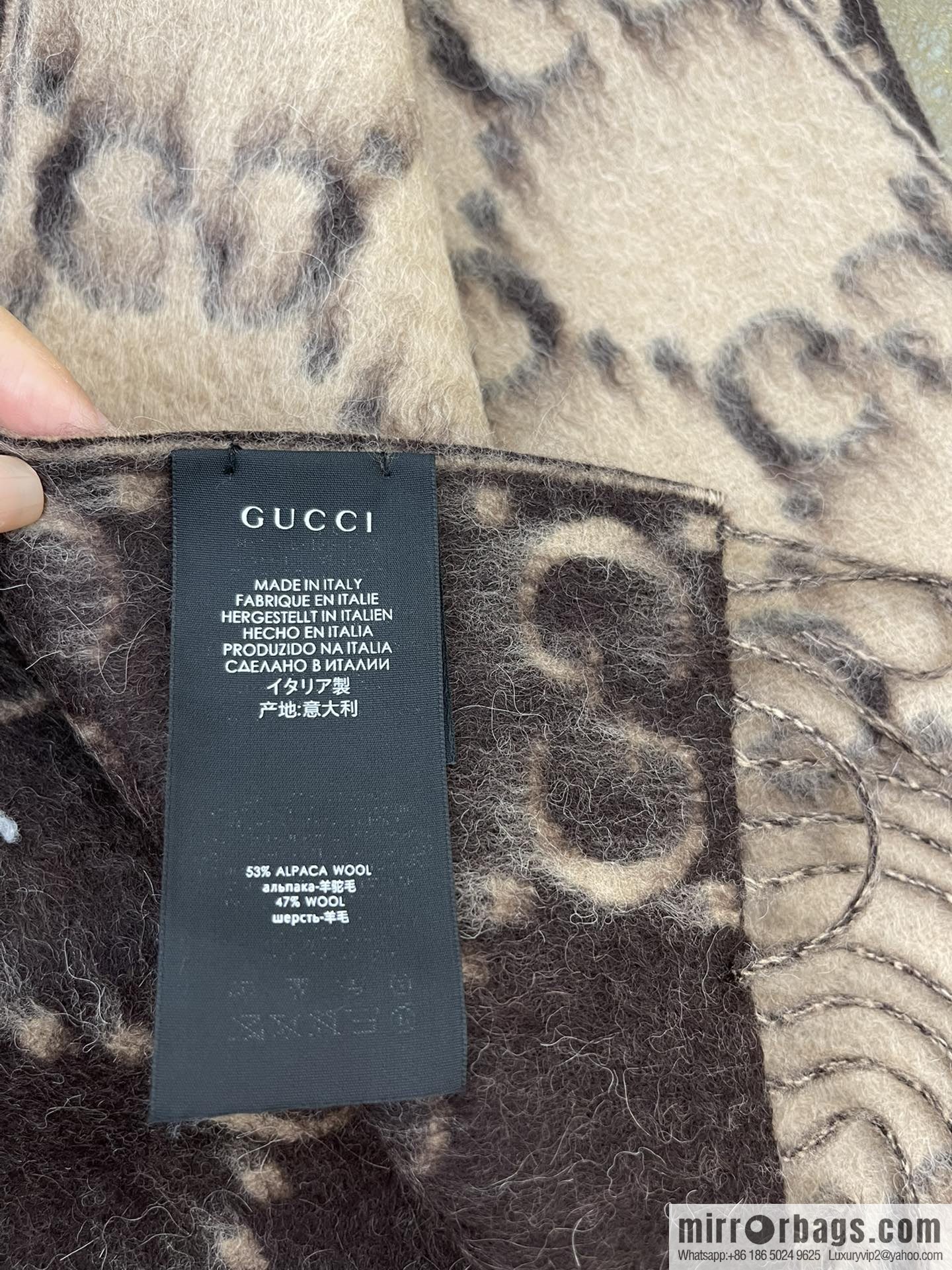 GUCCI Gucci GG diamond rhombus alpaca wool-blend scarf