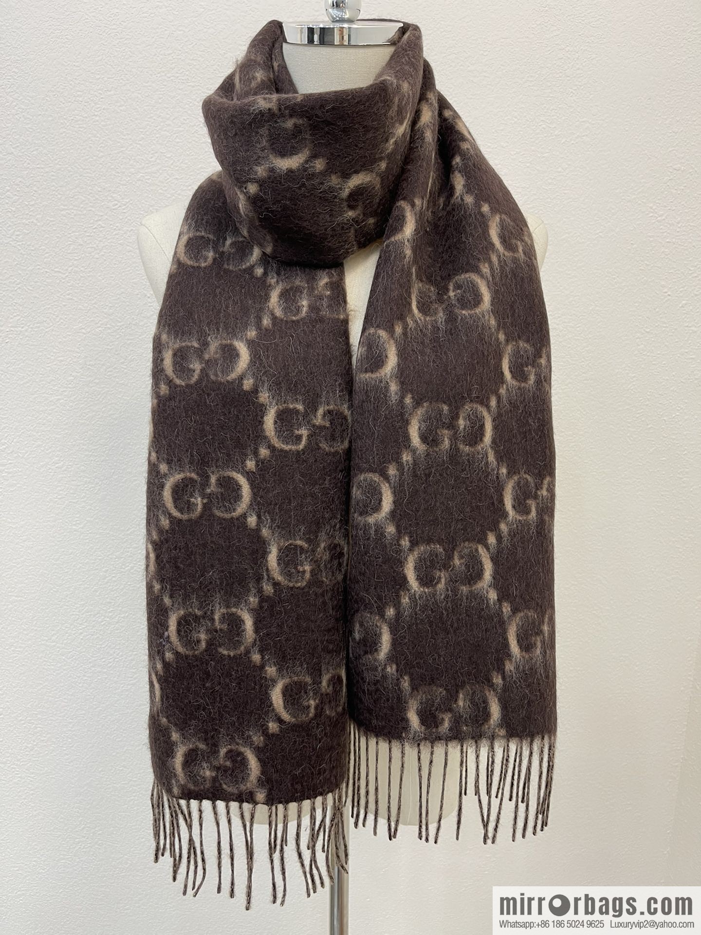 GUCCI Gucci GG diamond rhombus alpaca wool-blend scarf