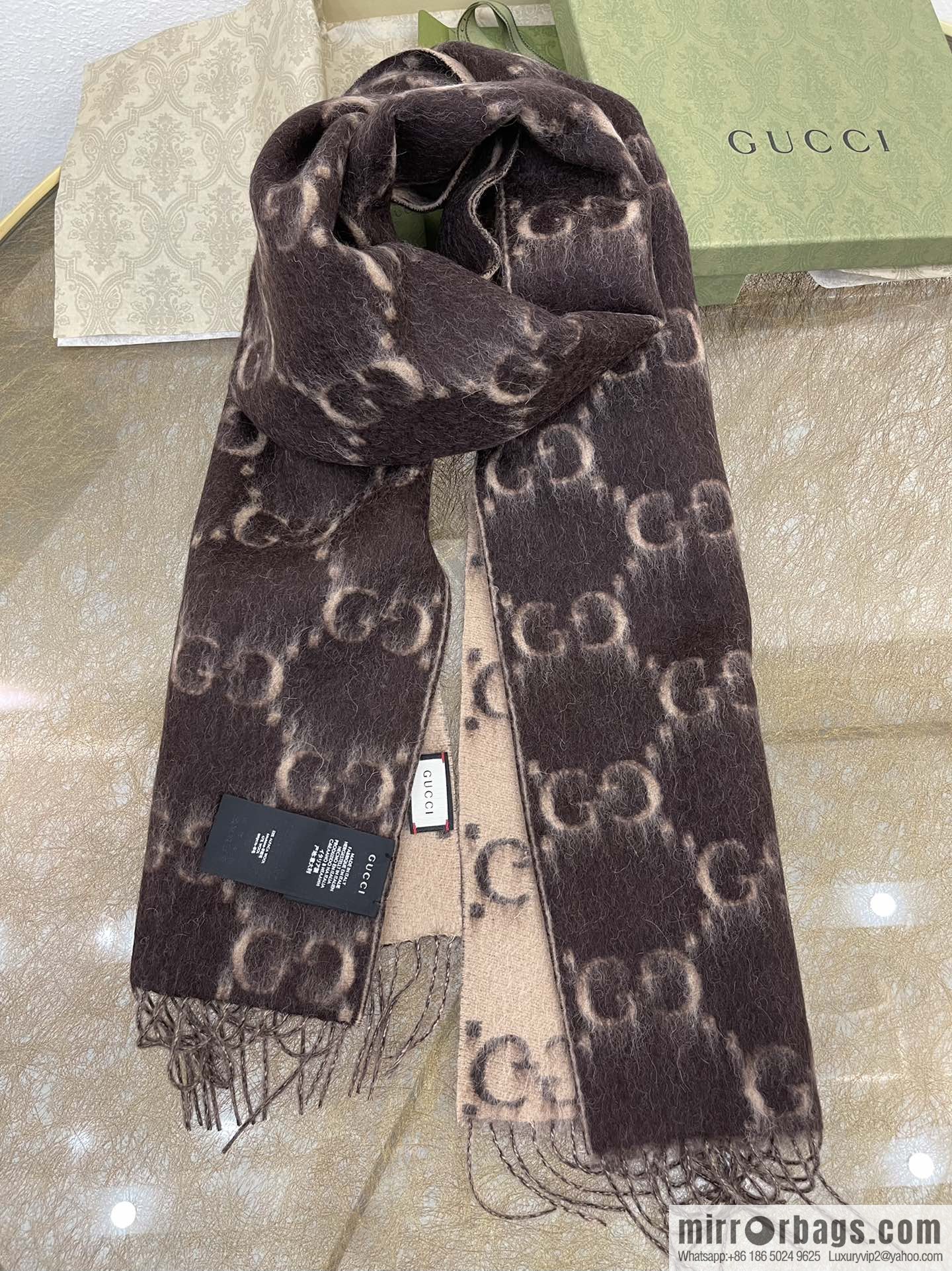 GUCCI Gucci GG diamond rhombus alpaca wool-blend scarf