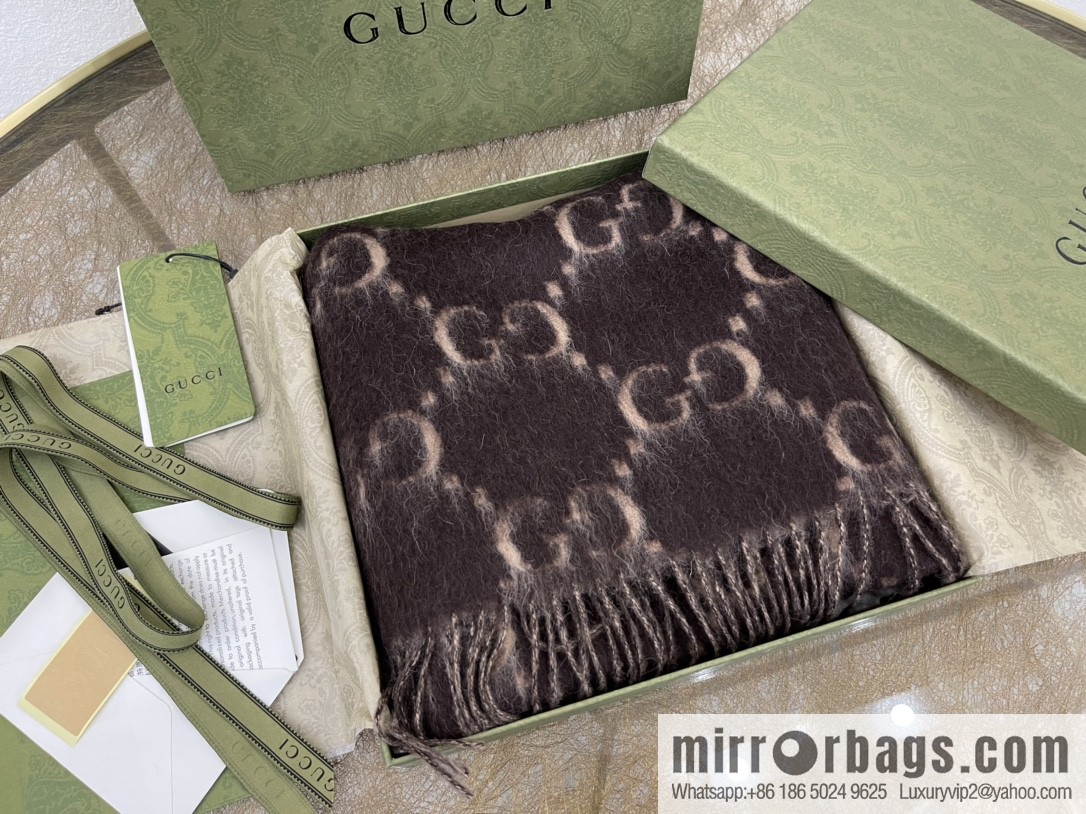 GUCCI Gucci GG diamond rhombus alpaca wool-blend scarf