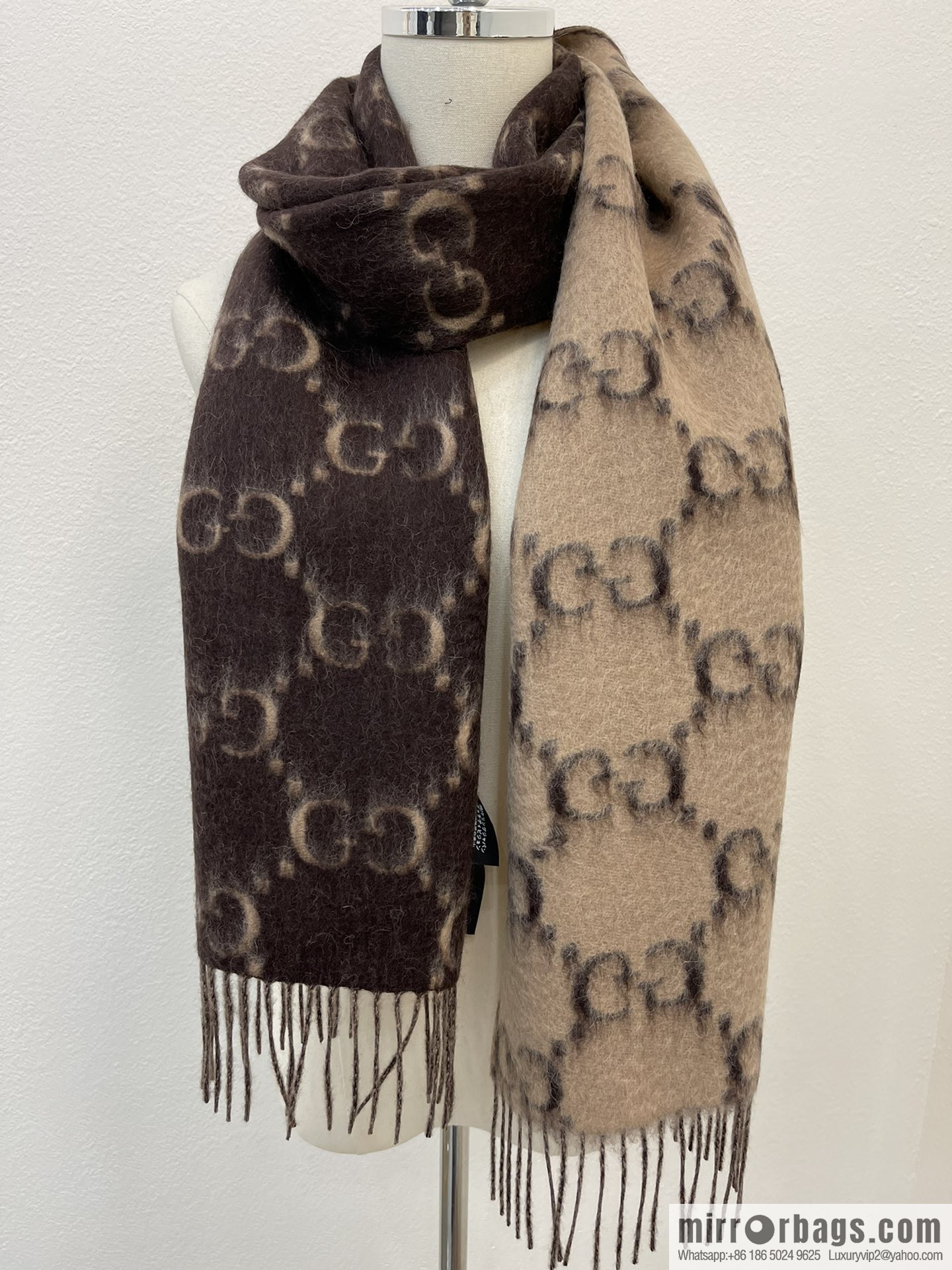 GUCCI Gucci GG diamond rhombus alpaca wool-blend scarf