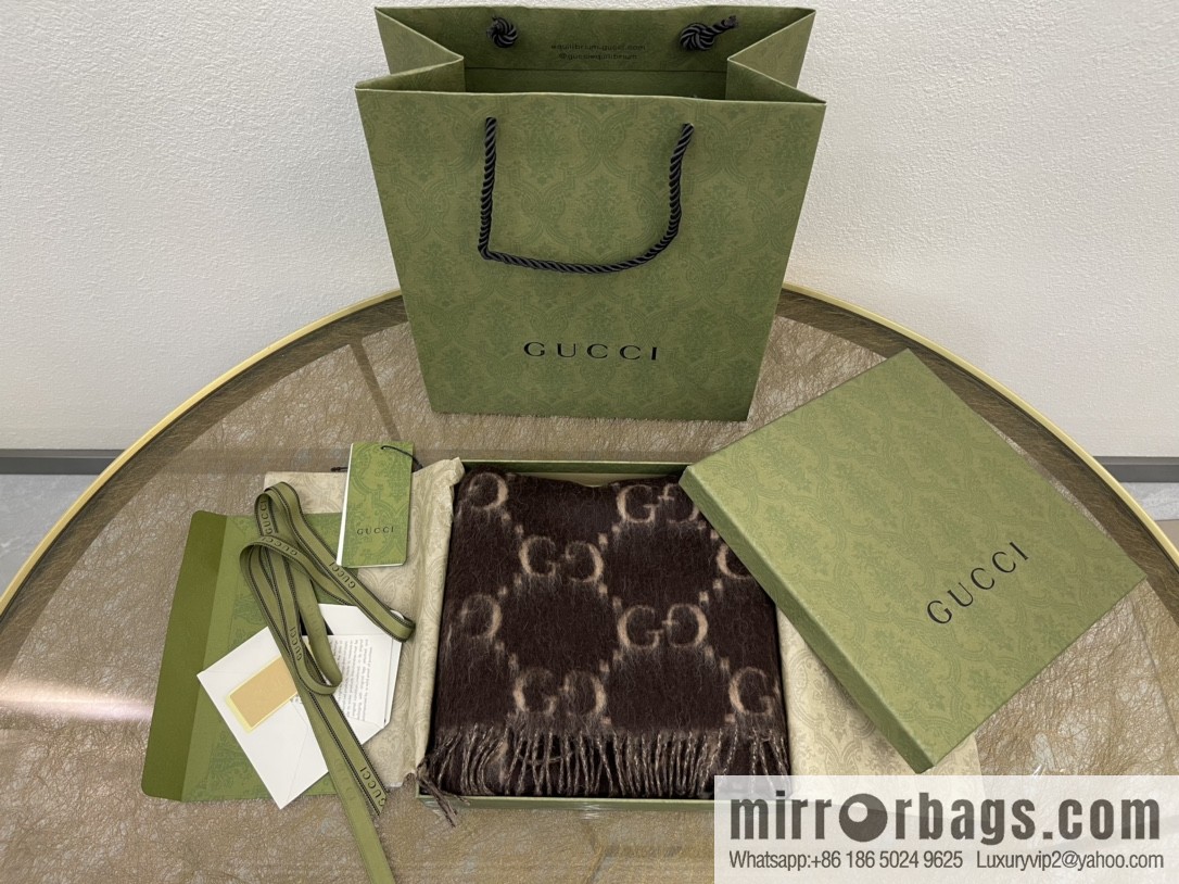 GUCCI Gucci GG diamond rhombus alpaca wool-blend scarf