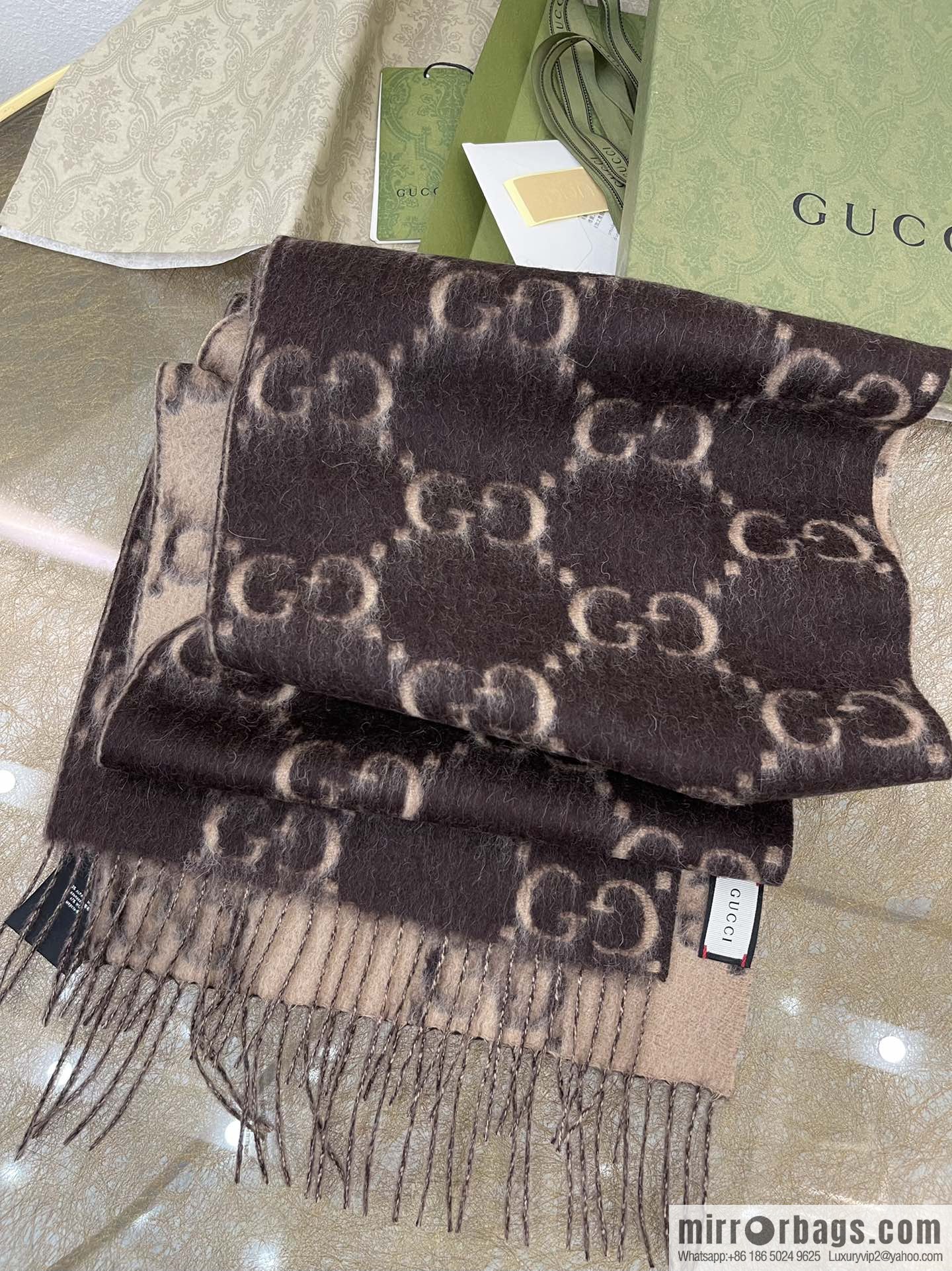 GUCCI Gucci GG diamond rhombus alpaca wool-blend scarf