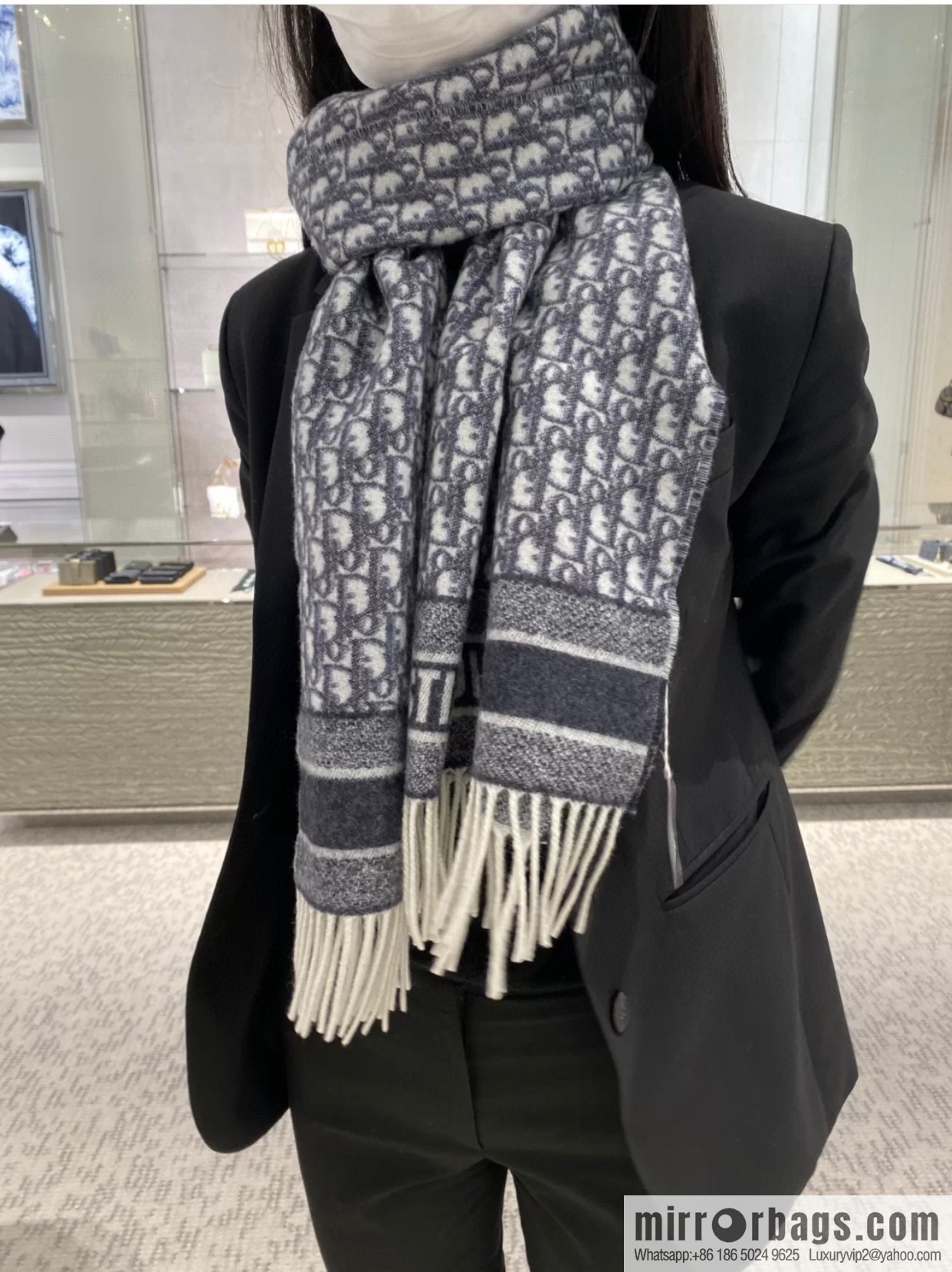 Dior classic old flower Oblique print new version cashmere scarf 01CDO309I093_C340
