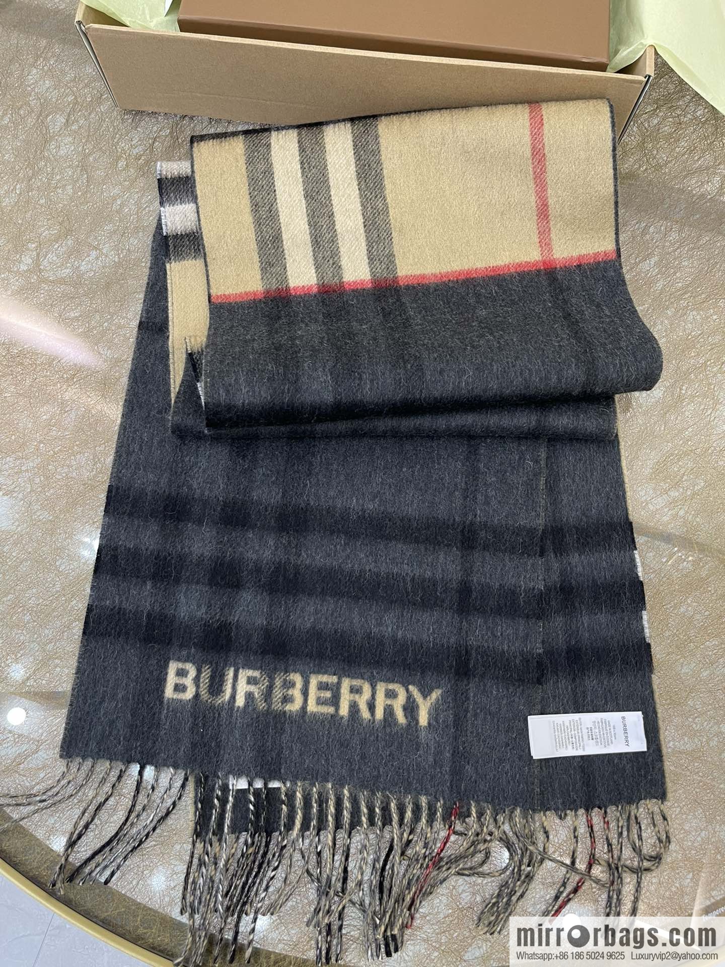Burberry two-tone contrast checked cashmere scarf