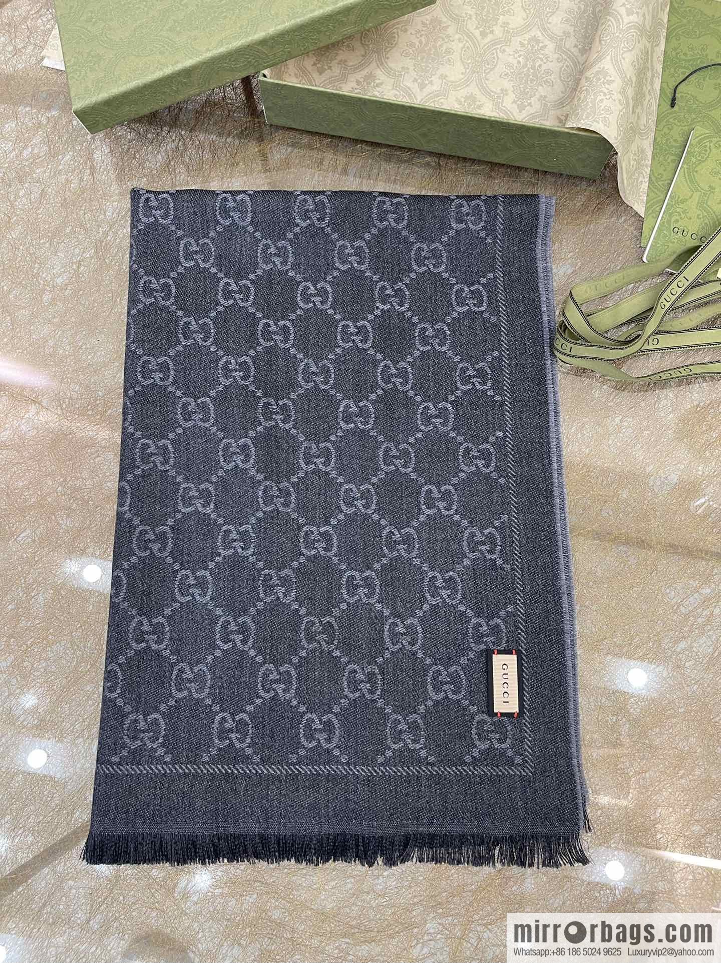 GUCCI Gucci GG Jacquard pattern knitted wool scarf 133483