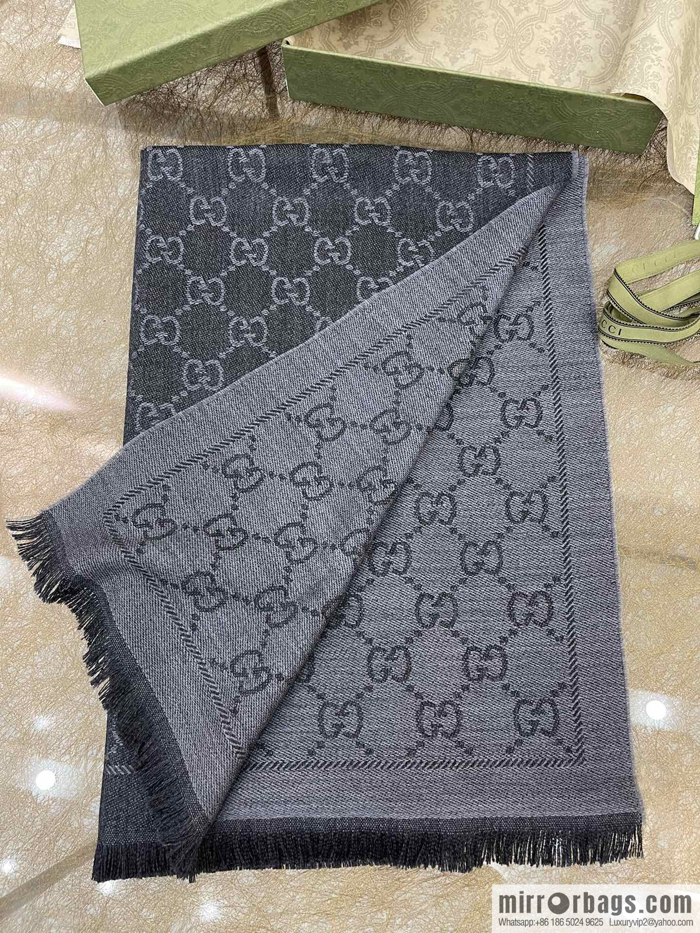 GUCCI Gucci GG Jacquard pattern knitted wool scarf 133483