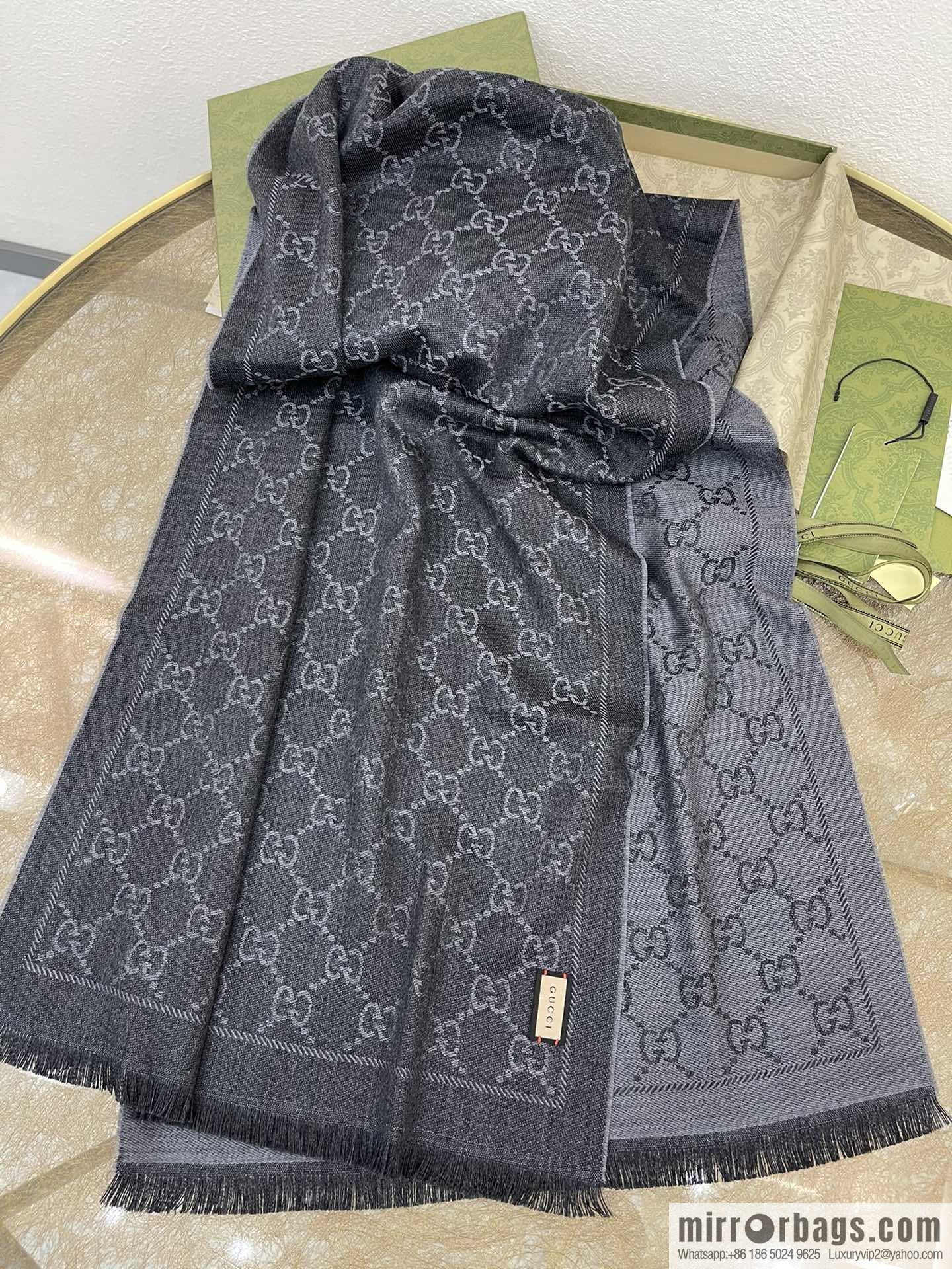 GUCCI Gucci GG Jacquard pattern knitted wool scarf 133483