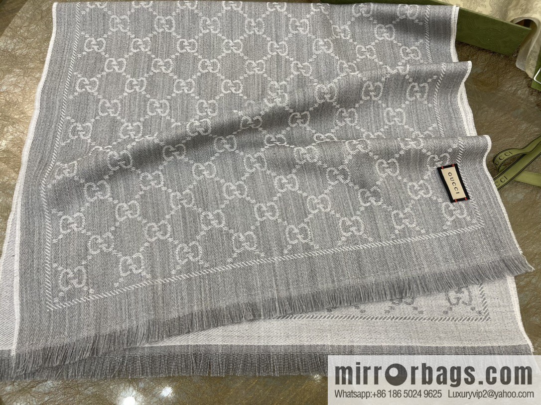 GUCCI Gucci GG Jacquard pattern knitted wool scarf 133483