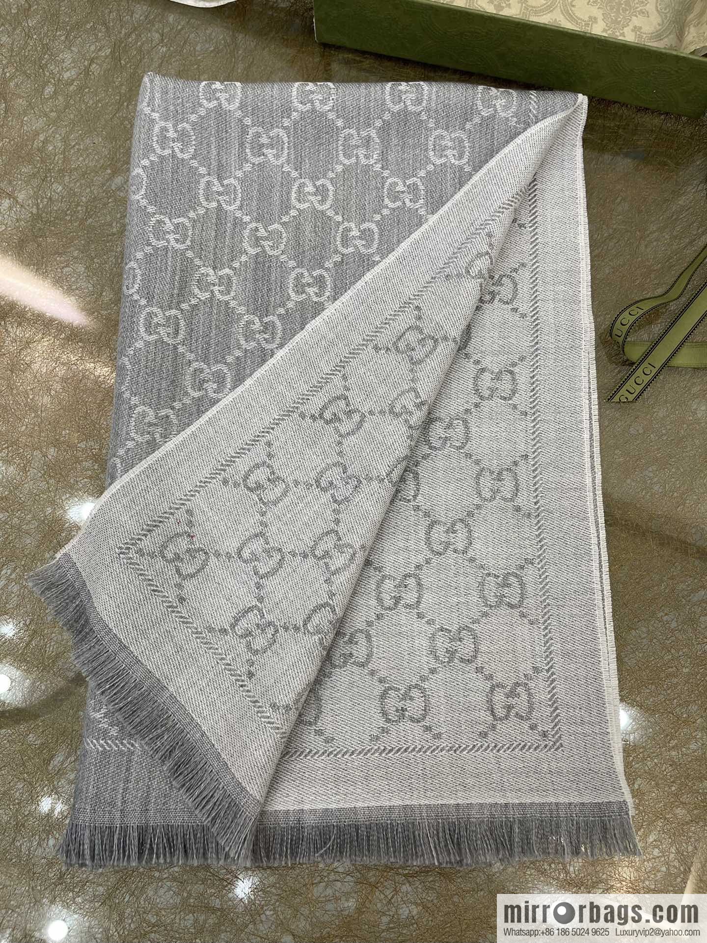 GUCCI Gucci GG Jacquard pattern knitted wool scarf 133483
