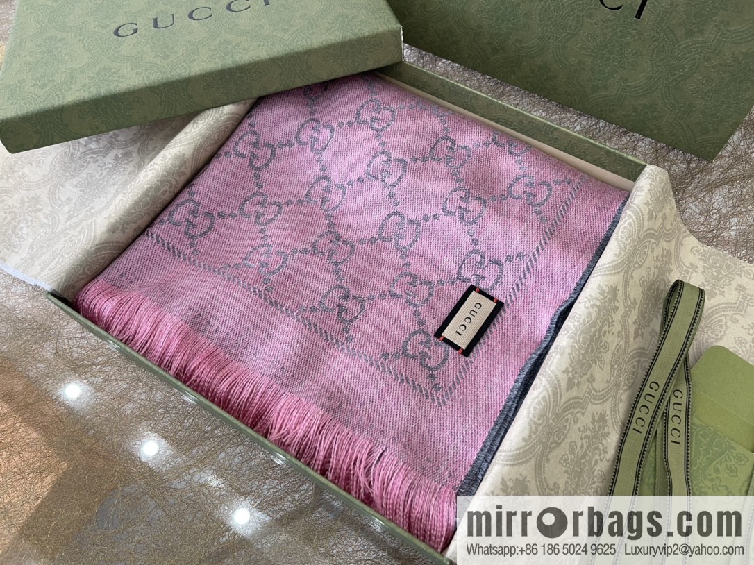 GUCCI Gucci GG Jacquard pattern knitted wool scarf 133483