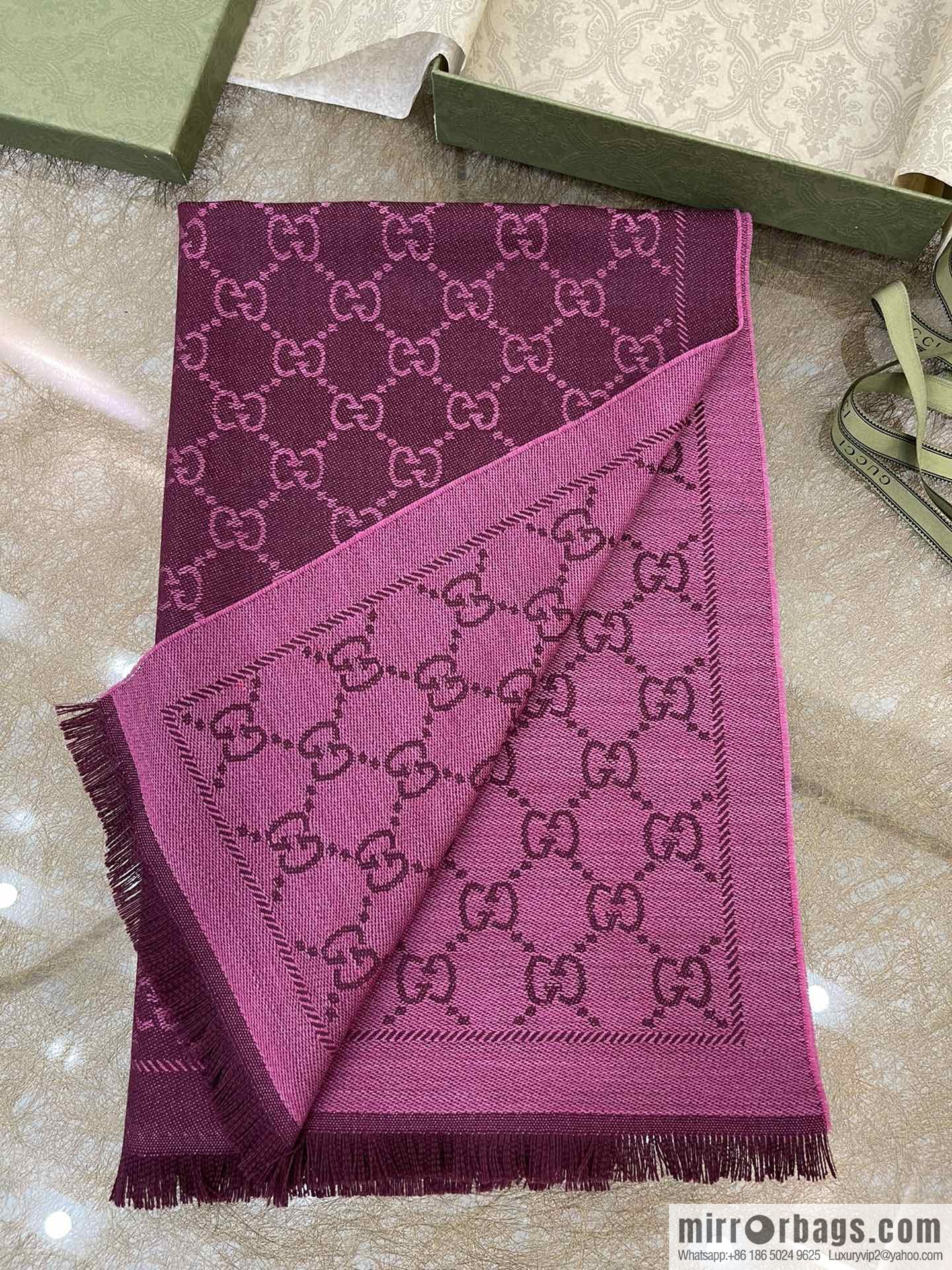 GUCCI Gucci GG Jacquard pattern knitted wool scarf 133483