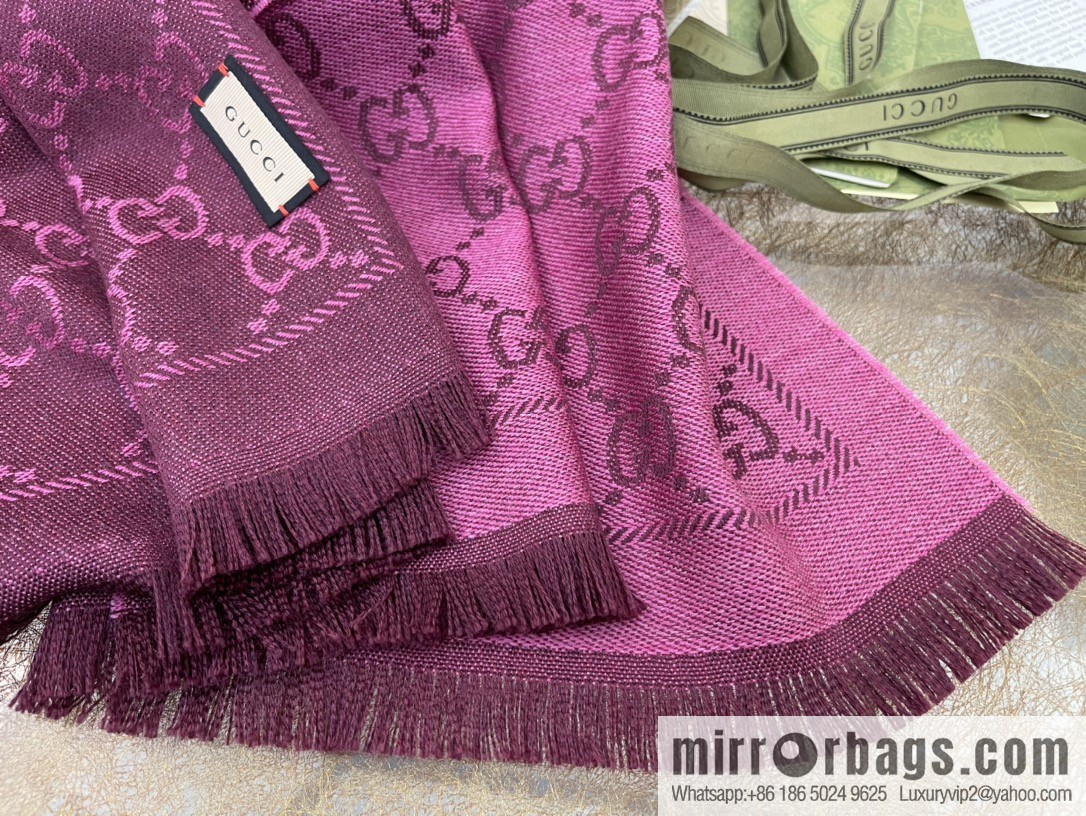 GUCCI Gucci GG Jacquard pattern knitted wool scarf 133483