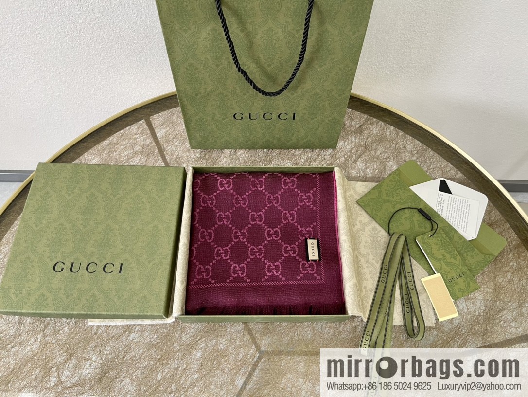 GUCCI Gucci GG Jacquard pattern knitted wool scarf 133483