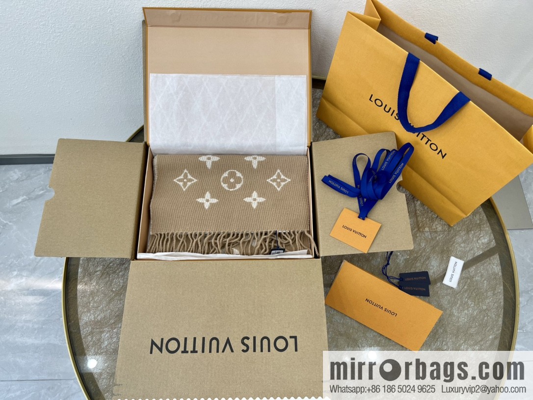 LV Louis Vuitton Wool Alpaca Hair Blended Daily Scarf M76701