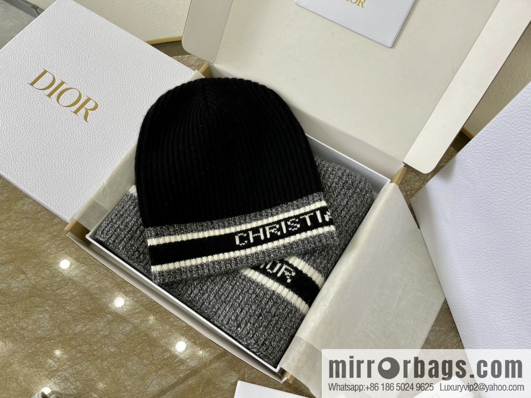 (Set) Dior Black Grey • D-White Scarf 05DWI314I007_C540