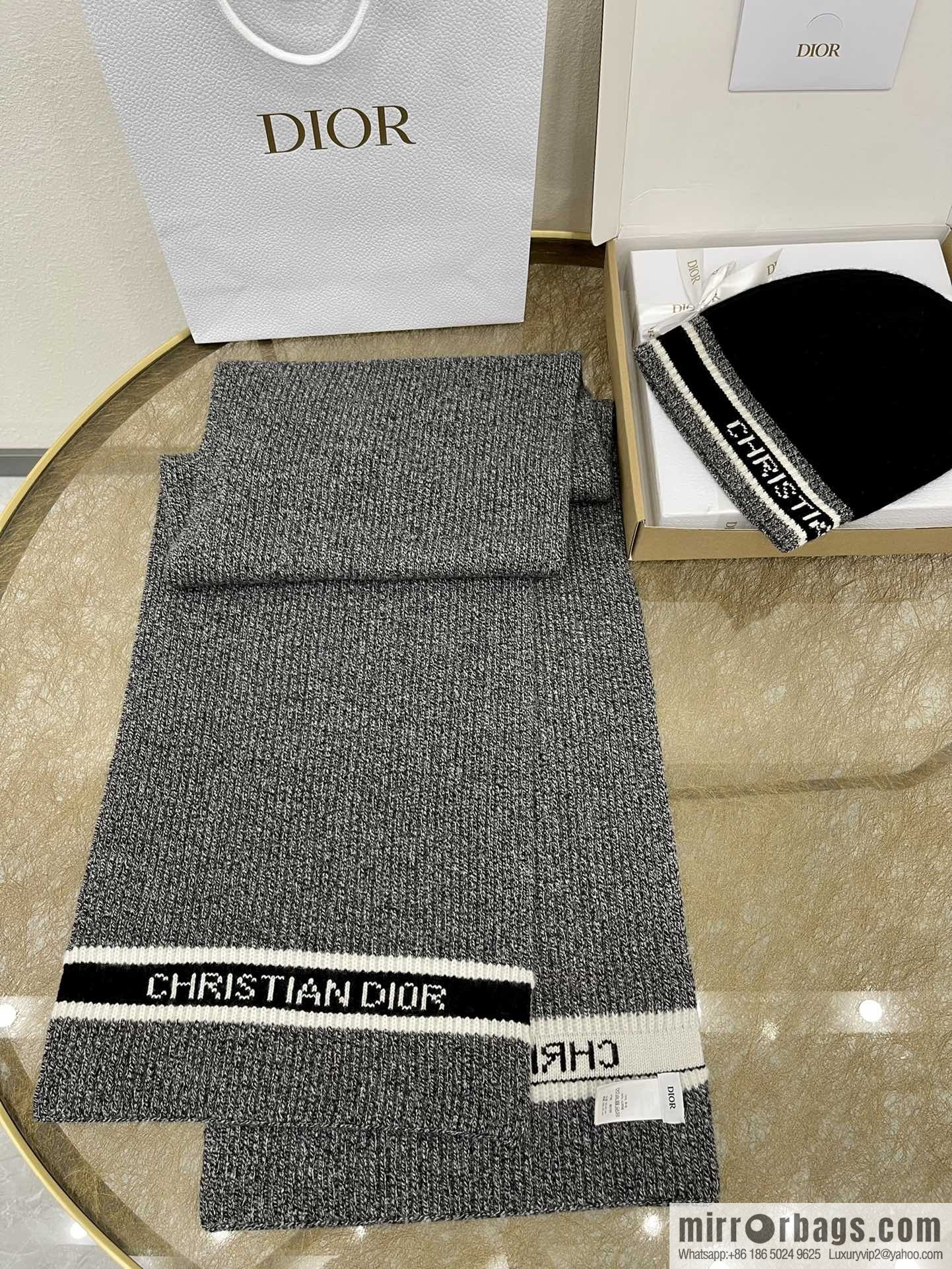 (Set) Dior Black Grey • D-White Scarf 05DWI314I007_C540