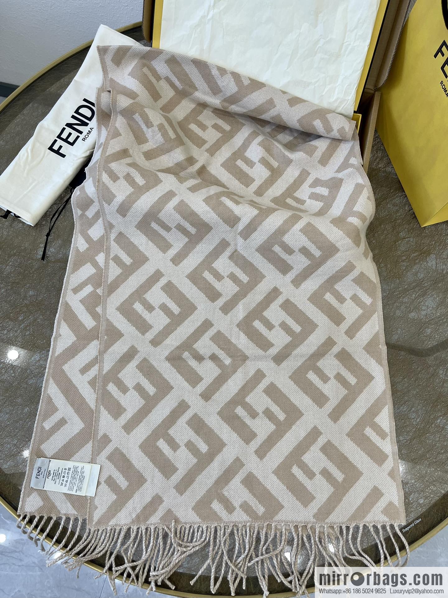 FENDI Fendi Classic FF Logo Cashmere Scarf FXT260