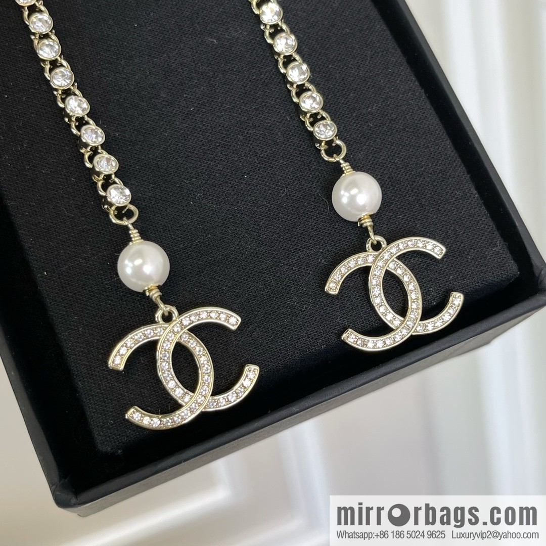New ☑️ CHANEL Chanel double c pearl stud earrings