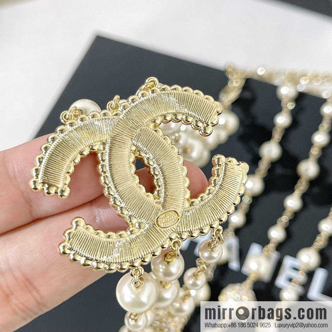 New ☑️ CHANEL Chanel double c three-layer pearl sweater chain necklace