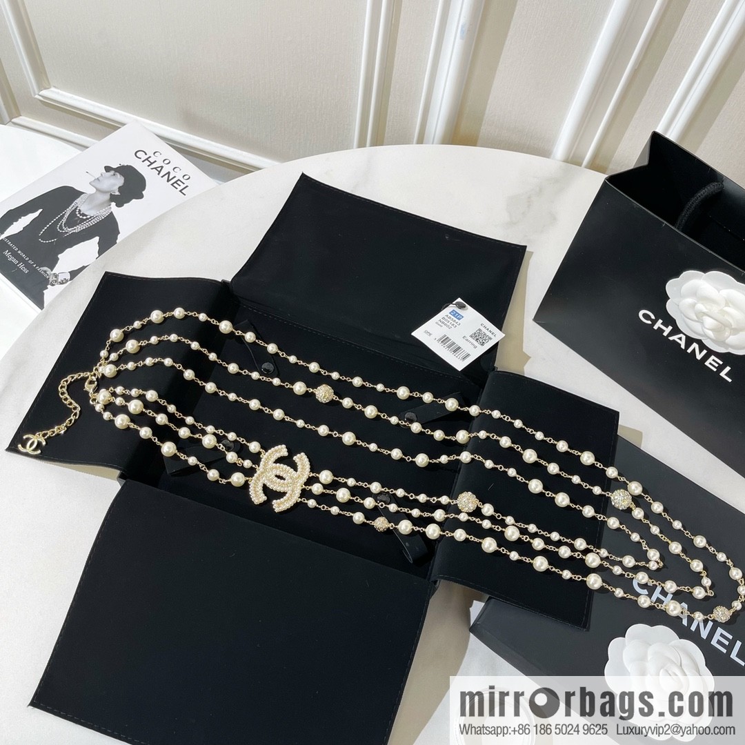 New ☑️ CHANEL Chanel double c three-layer pearl sweater chain necklace