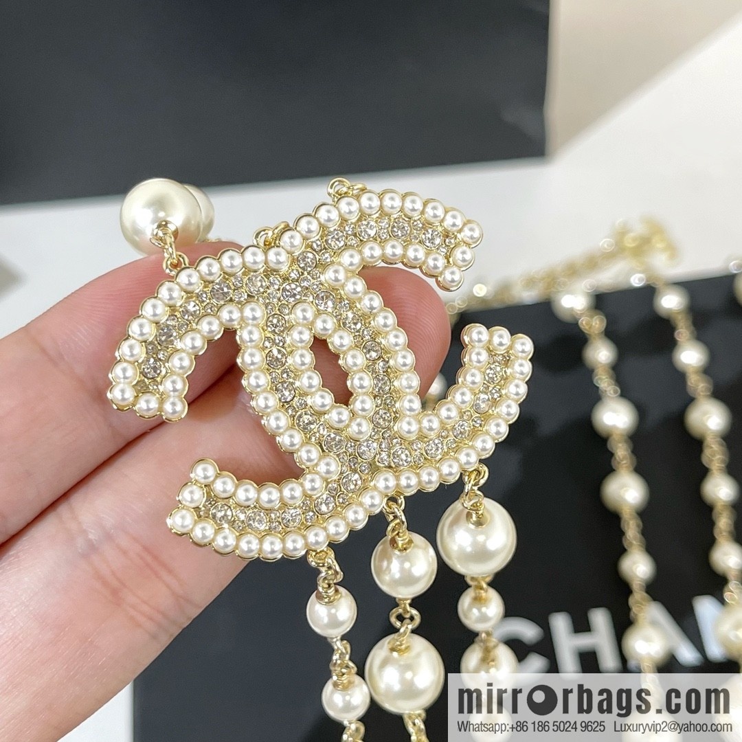 New ☑️ CHANEL Chanel double c three-layer pearl sweater chain necklace